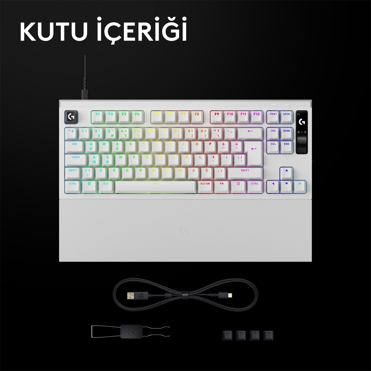 LOGITECH G Pro X2 Rapid TKL Kablolu Oyuncu Klavyesi (Analog - US Layout) Beyaz