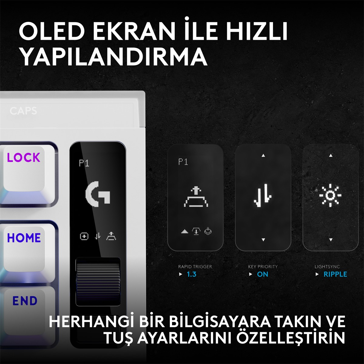 LOGITECH G Pro X2 Rapid TKL Kablolu Oyuncu Klavyesi (Analog - US Layout) Beyaz