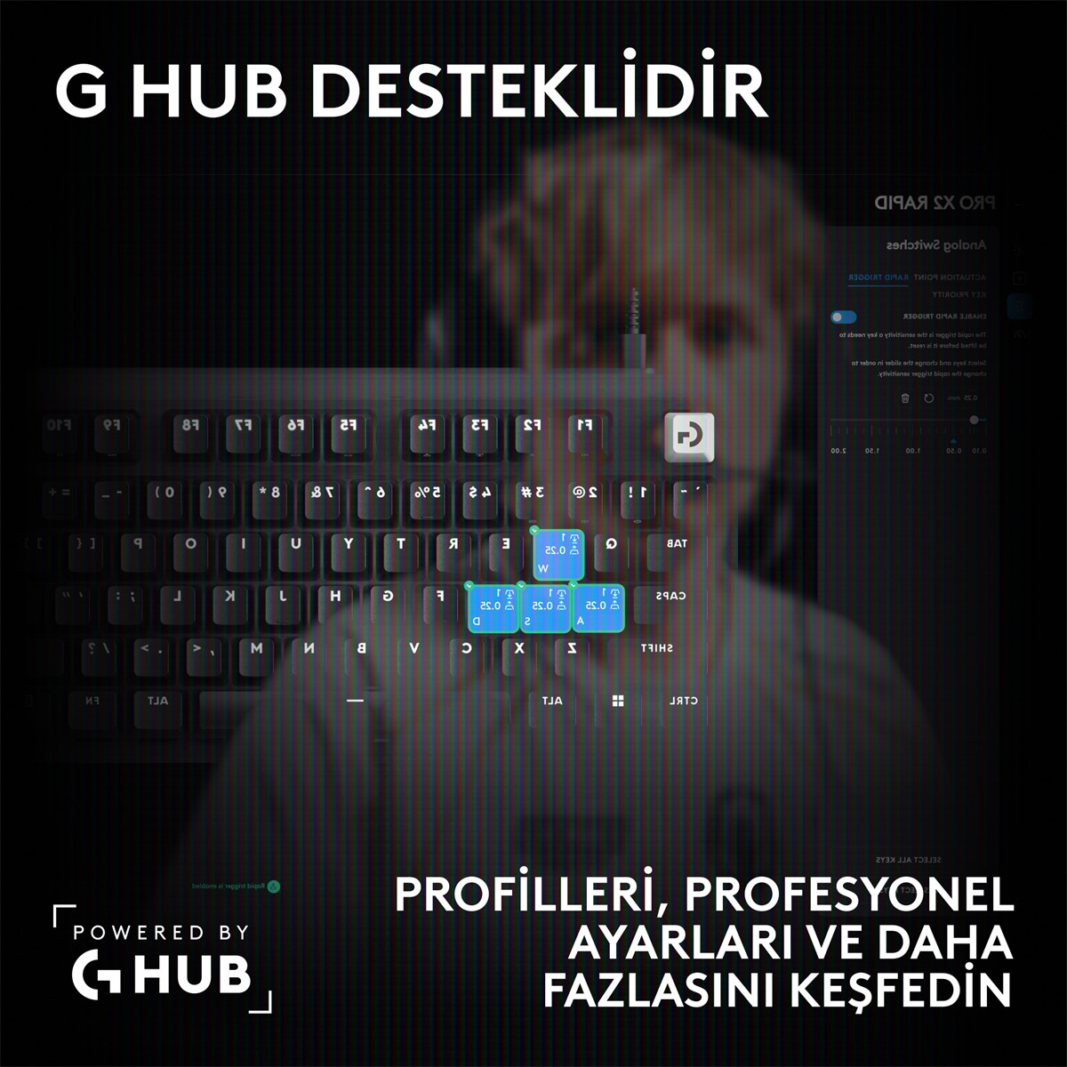 LOGITECH G Pro X2 Rapid TKL Kablolu Oyuncu Klavyesi (Analog - US Layout) Beyaz
