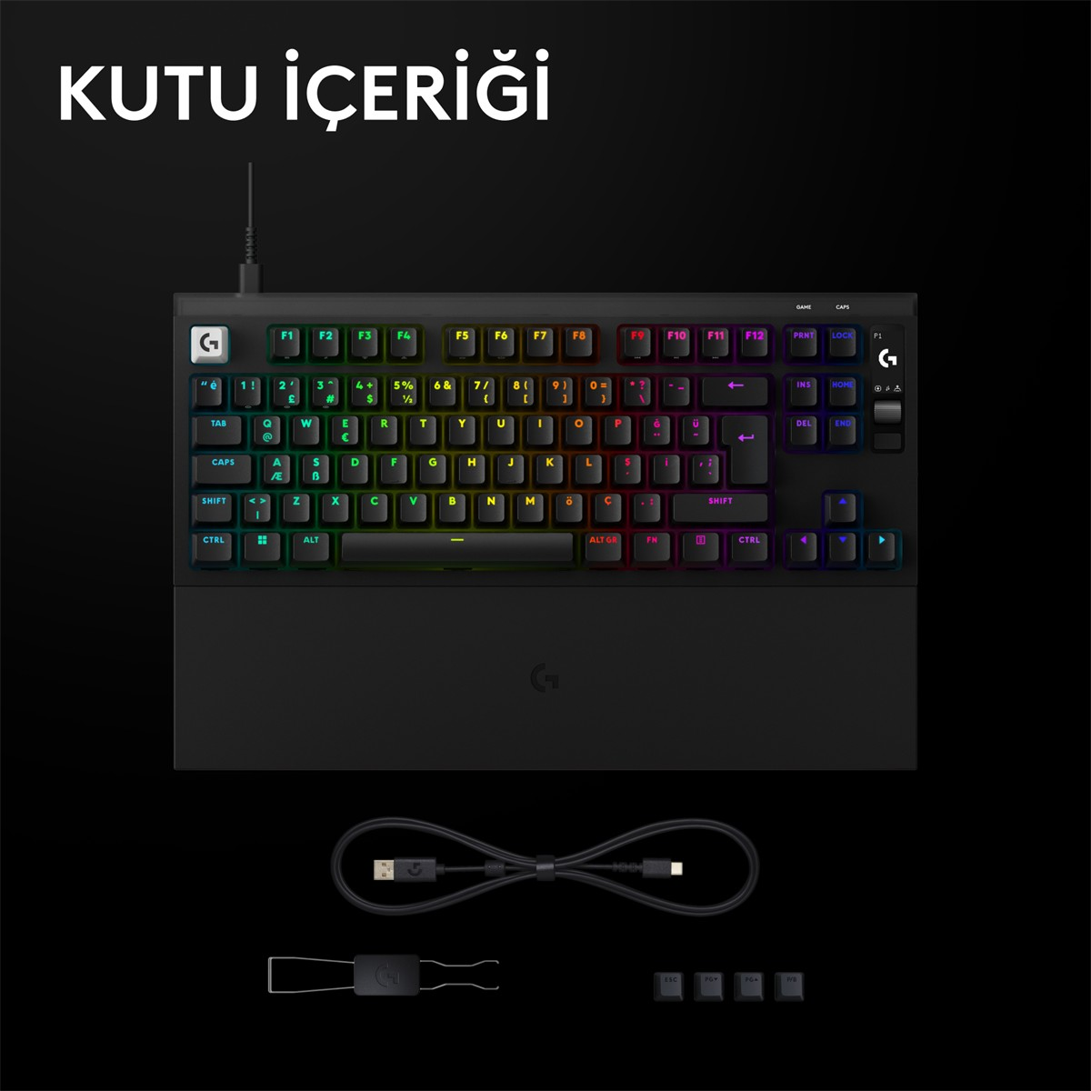 LOGITECH G Pro X2 Rapid TKL Kablolu Oyuncu Klavyesi (Analog - US Layout) Siyah