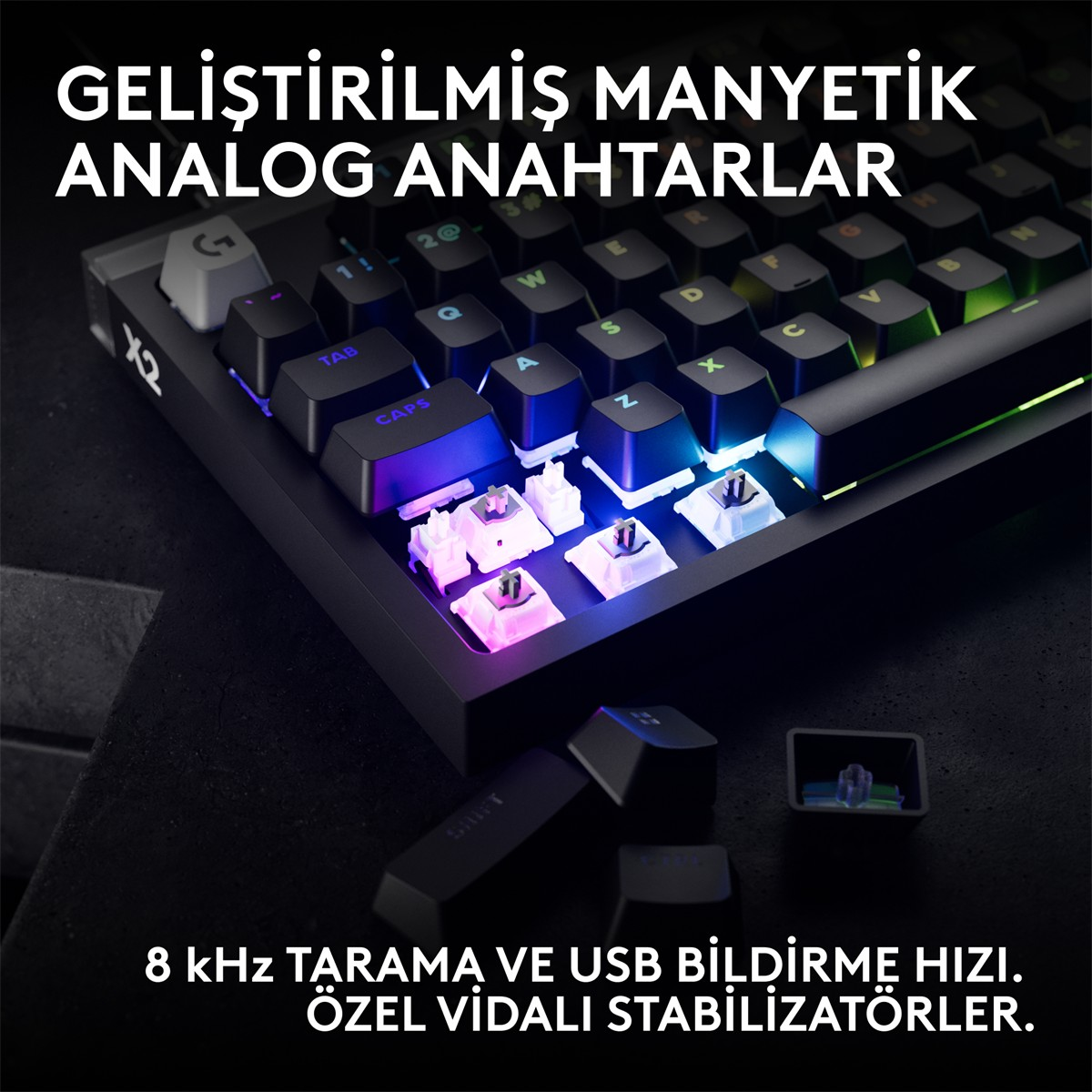 LOGITECH G Pro X2 Rapid TKL Kablolu Oyuncu Klavyesi (Analog - US Layout) Siyah