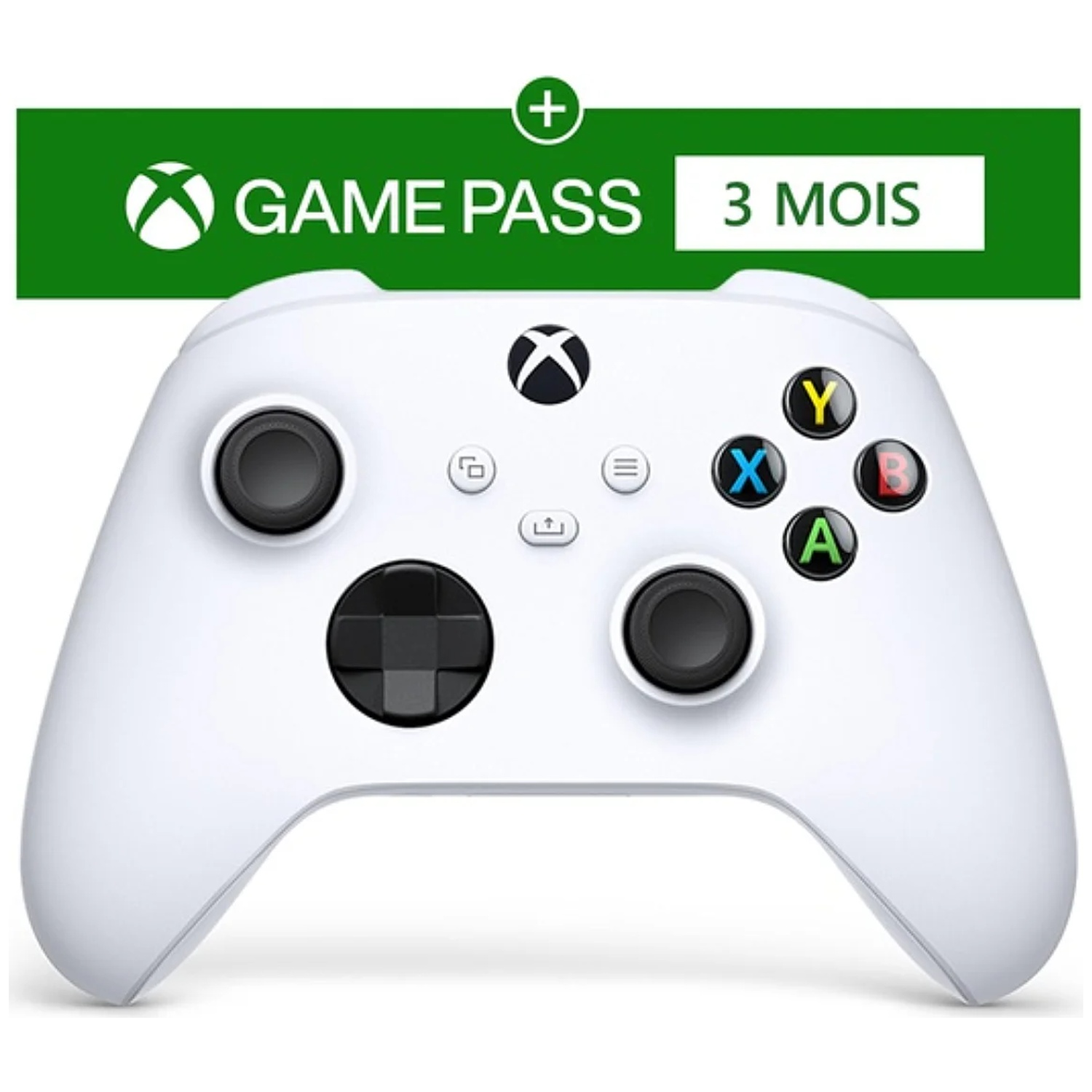 A white Xbox wireless controller below a green Game Pass 3 Months banner.