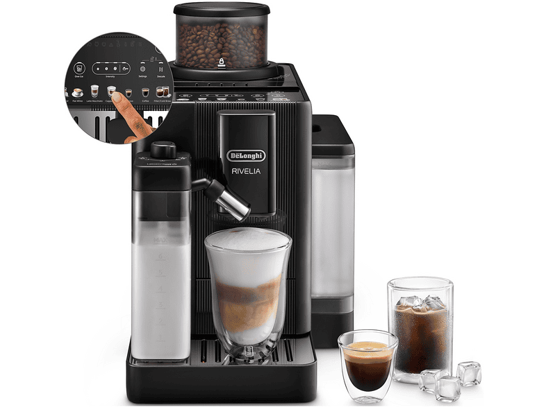 MACCHINA CAFFÈ AUTOMATICA DE'LONGHI Rivelia Start EXAM420.55.BXL, Pressione pompa 15 bar, Potenza 1450 W, Funzione Regolazione macinatura, Programma pulizia, Onyx Black