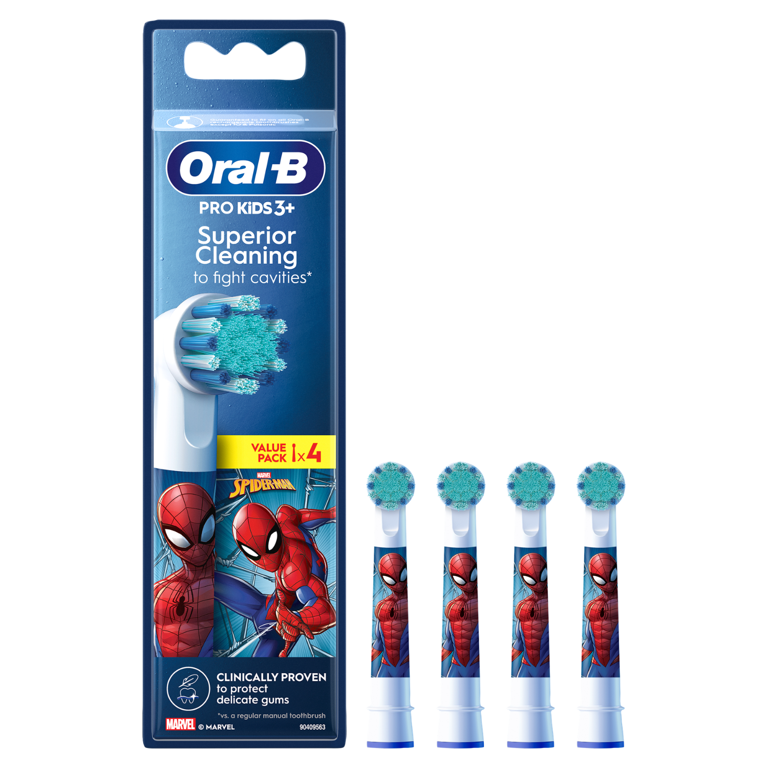 Recambio para cepillo dental - Oral-B Kids, Cabezales De Recambio De Spider-Man, Pack de 4 Unidades