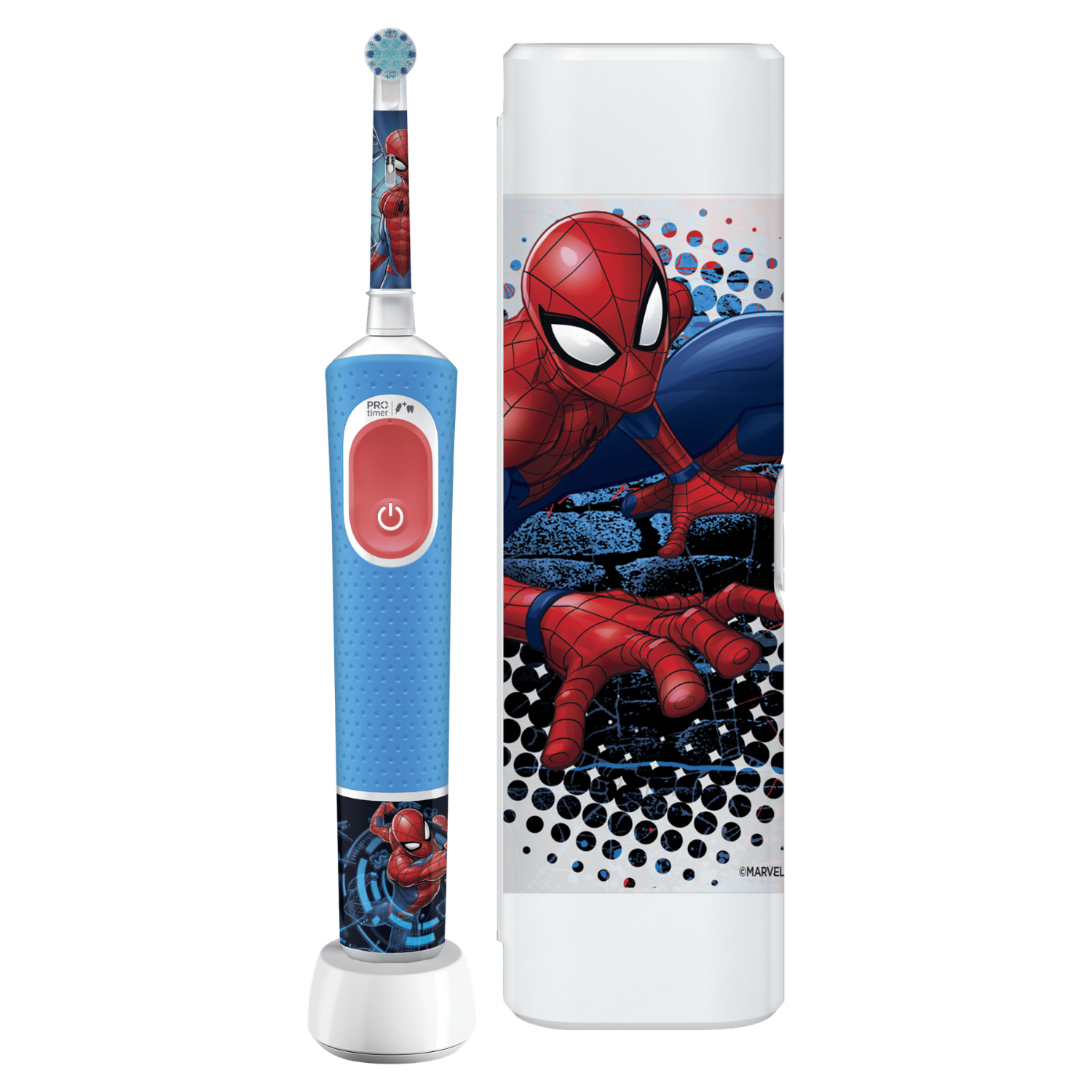 Cepillo eléctrico infantil - Oral-B Pro Kids Spider-Man, 2 Modos, Estuche de viaje, Diseñado Por Braun, Acceso app Disney ¡,+3 Años, 