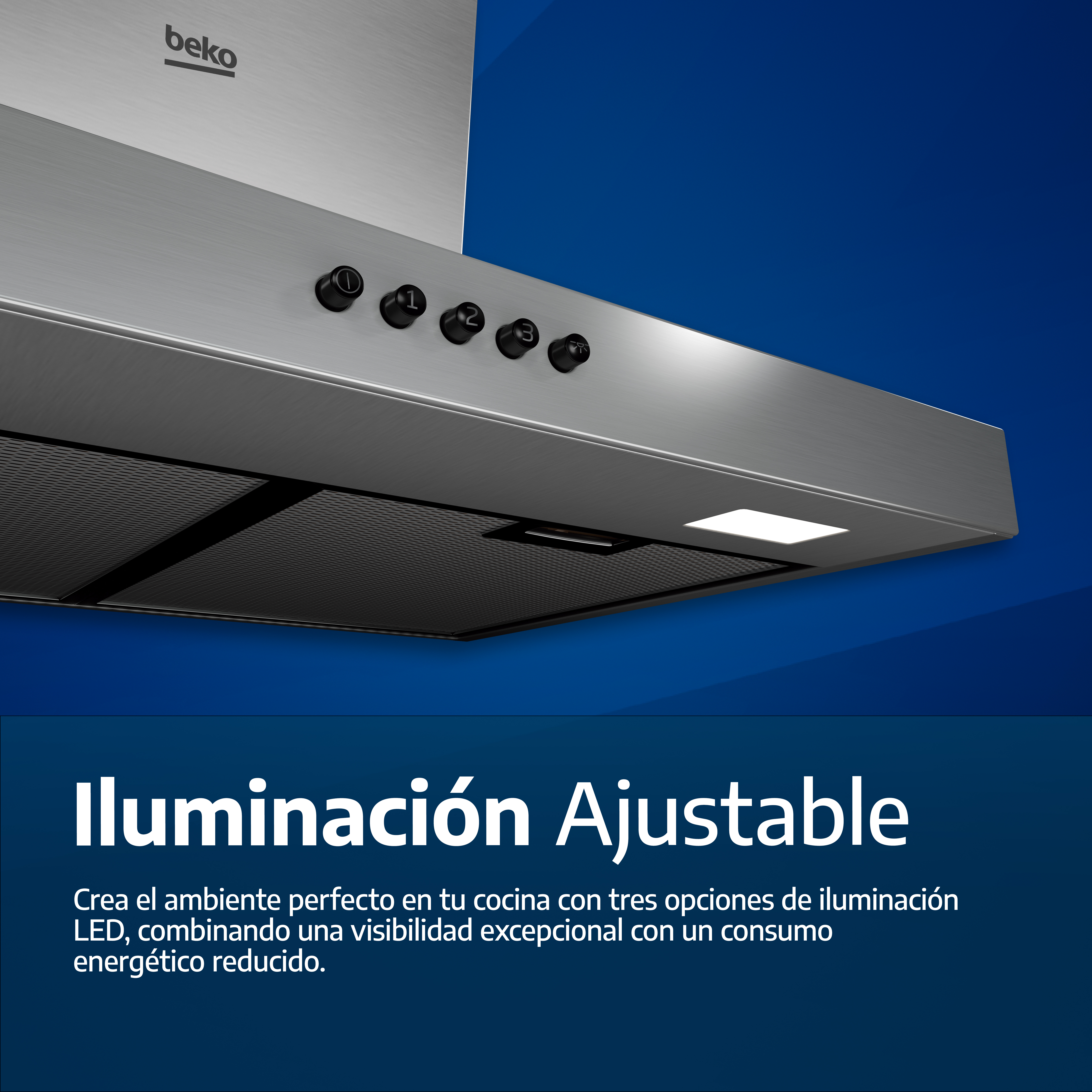 Campana convencional - Beko BHCA66641BBHS, 3 velocidades, 445 m³/h, Touch Control, Iluminación LED, Función Limpieza de aire, Negro