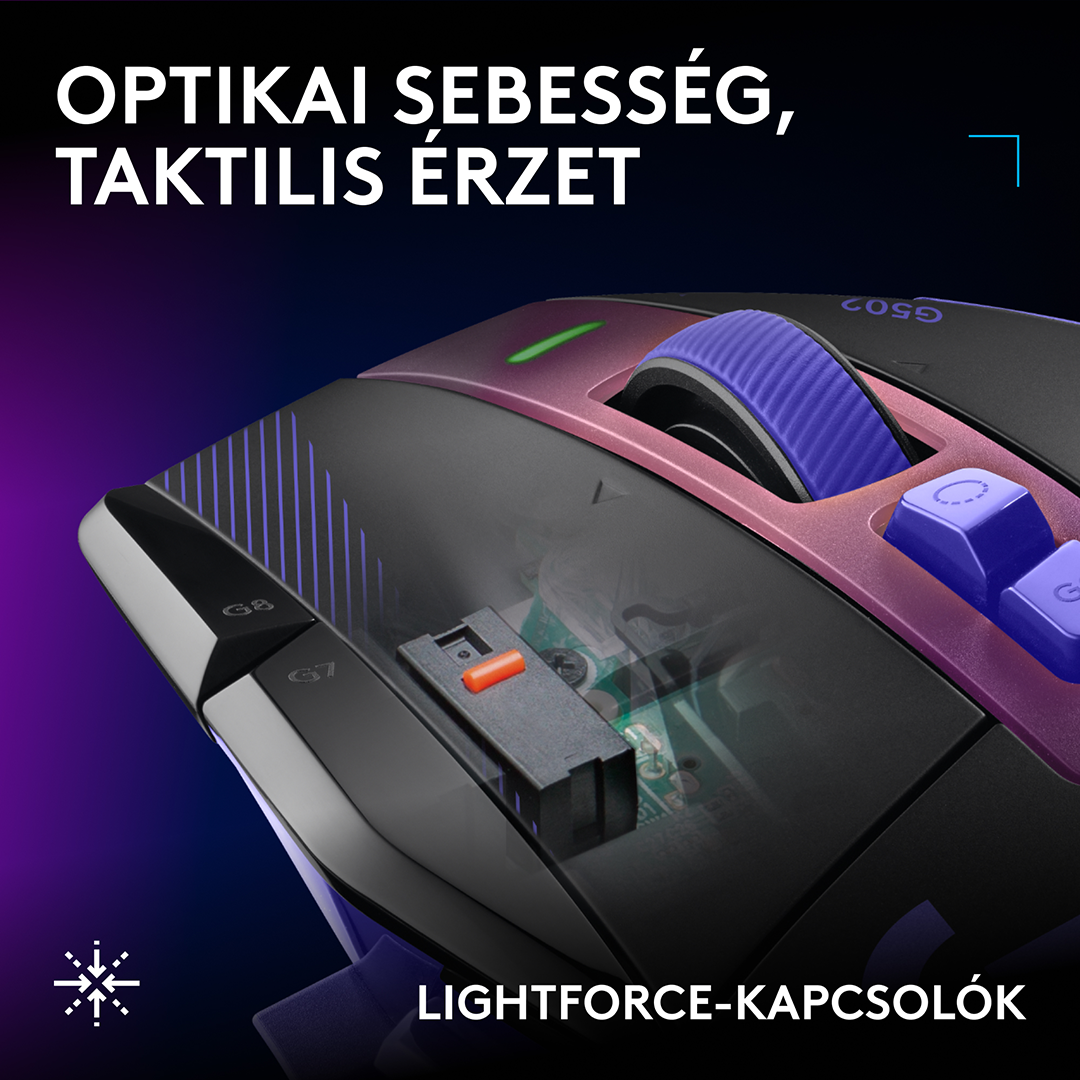 Játék egér közelkép átlátszó felső résszel, mely belső kapcsolókat mutat.
