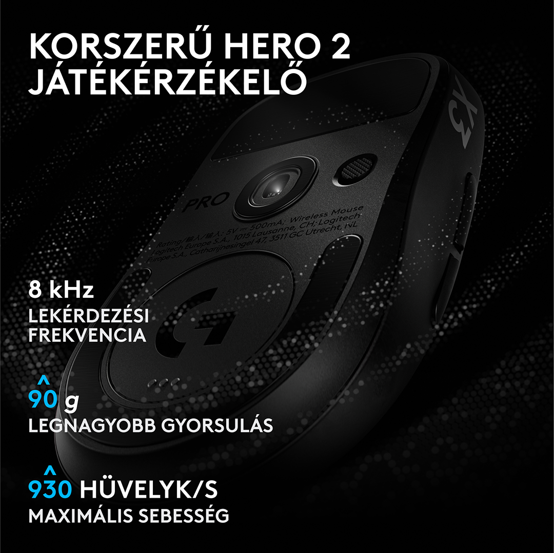 LOGITECH Pro X3 Superstrike Lightspeed, vezeték nélküli optikai egér, 44000dpi, fekete (910-007878)