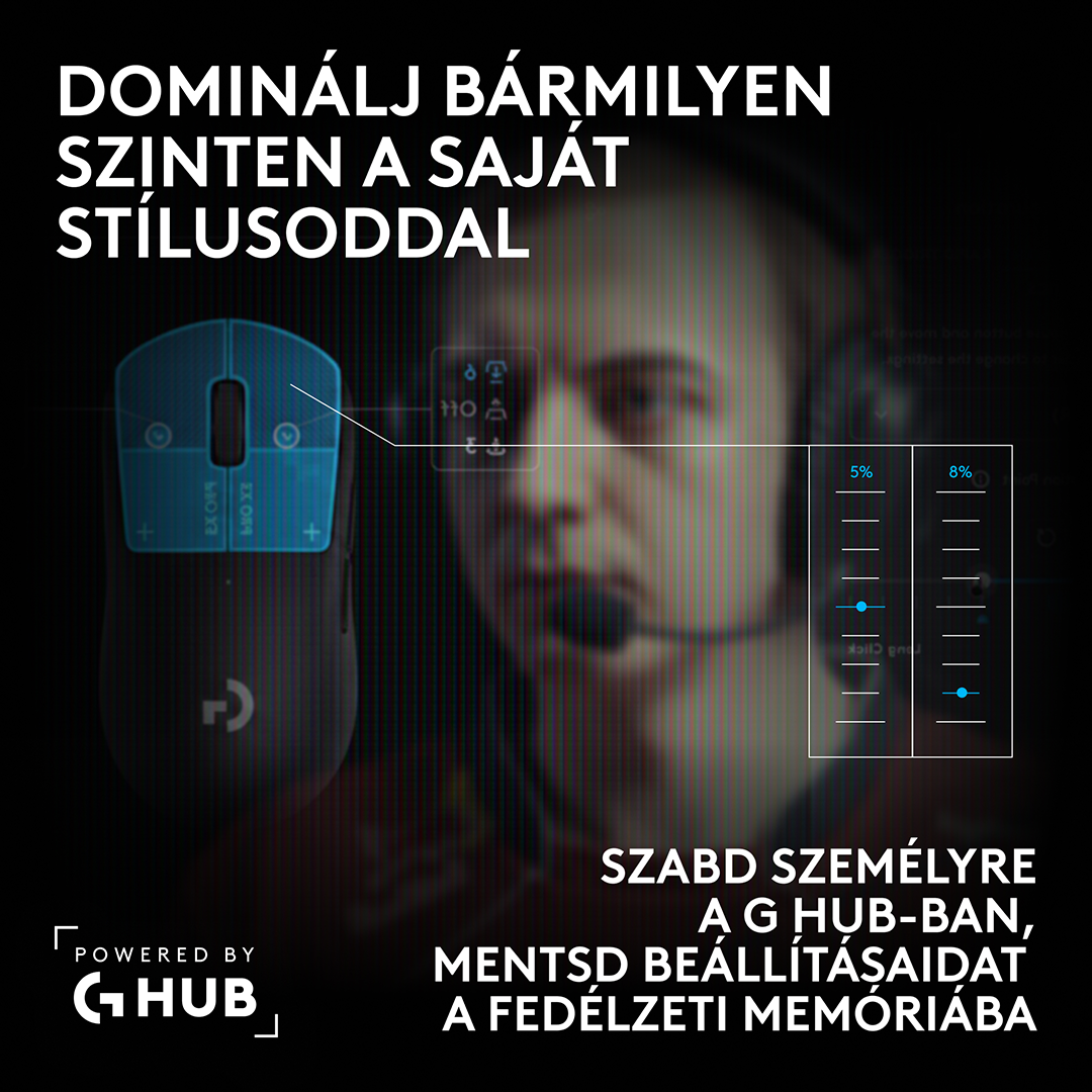 LOGITECH Pro X3 Superstrike Lightspeed, vezeték nélküli optikai egér, 44000dpi, fekete (910-007878)