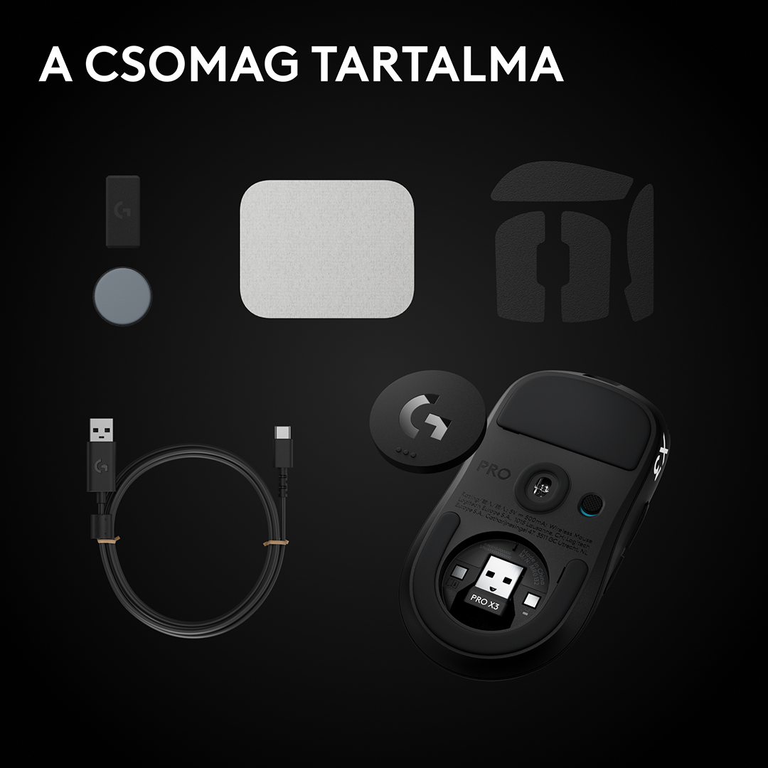 LOGITECH Pro X3 Superstrike Lightspeed, vezeték nélküli optikai egér, 44000dpi, fekete (910-007878)