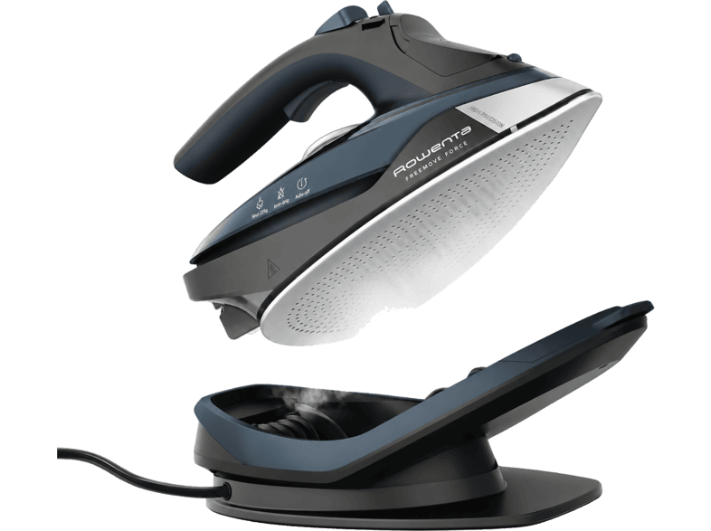 Plancha de vapor - Rowenta Freemove Force DE6725, Sin Cable, 2600W, Calentamiento rápido, Ligera, 40 g/min, Apagado automático, Antigoteo, Azul