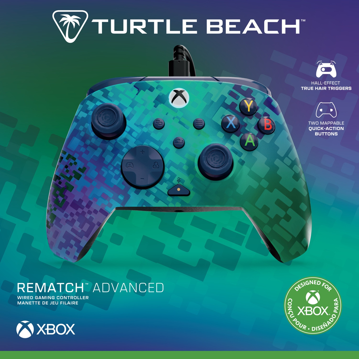 TURTLE BEACH Manette filaire avancée Rematch – Glitch Green (Xbox Series)