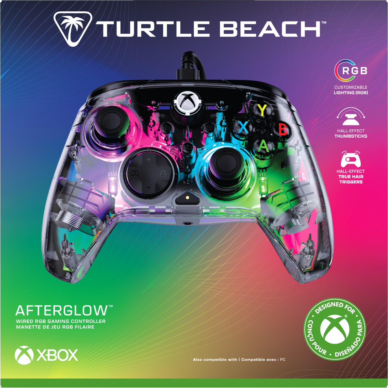 TURTLE BEACH Manette filaire Afterglow Wave – Transparent (Xbox Series, Xbox One, PC)