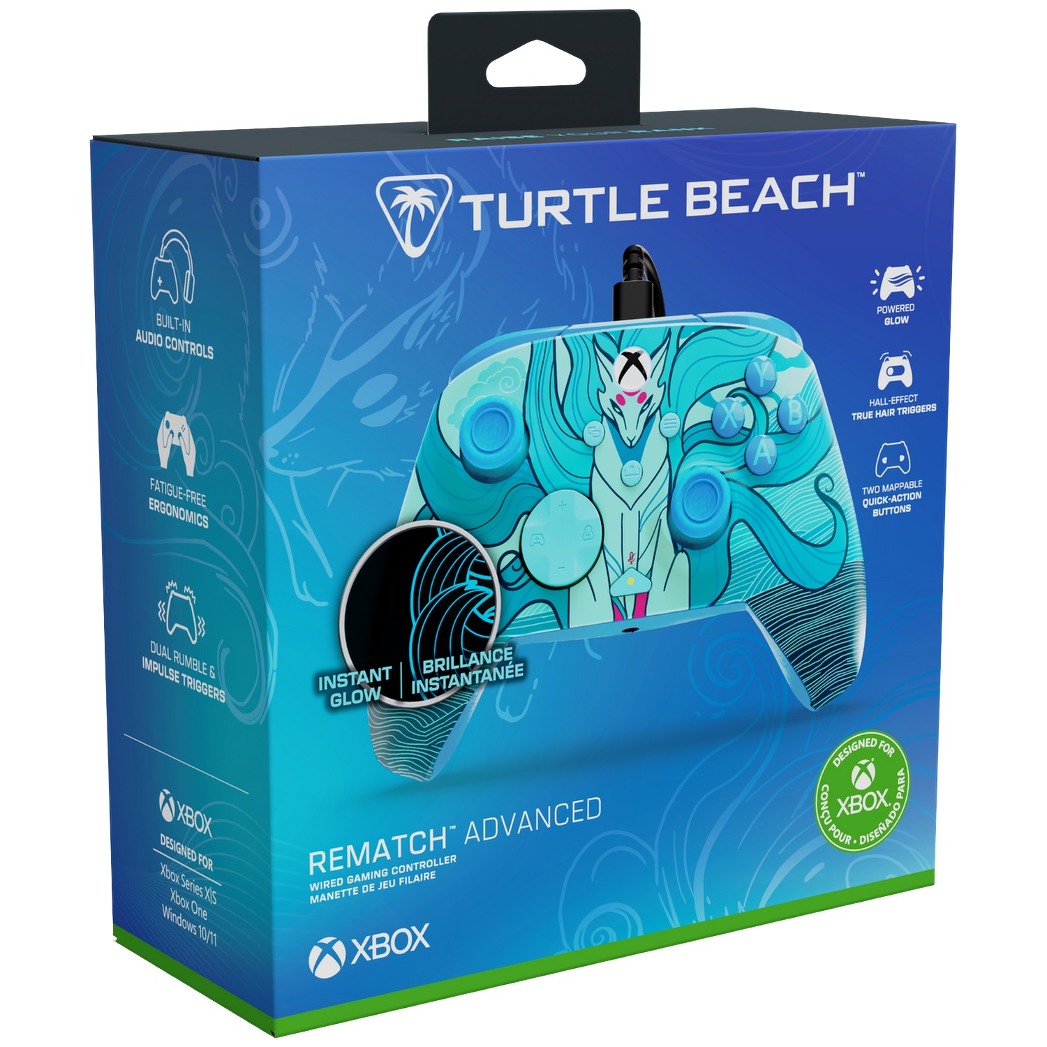 TURTLE BEACH Manette filaire avancée Rematch – Blue Kitsune EverGLOW (Xbox Series)