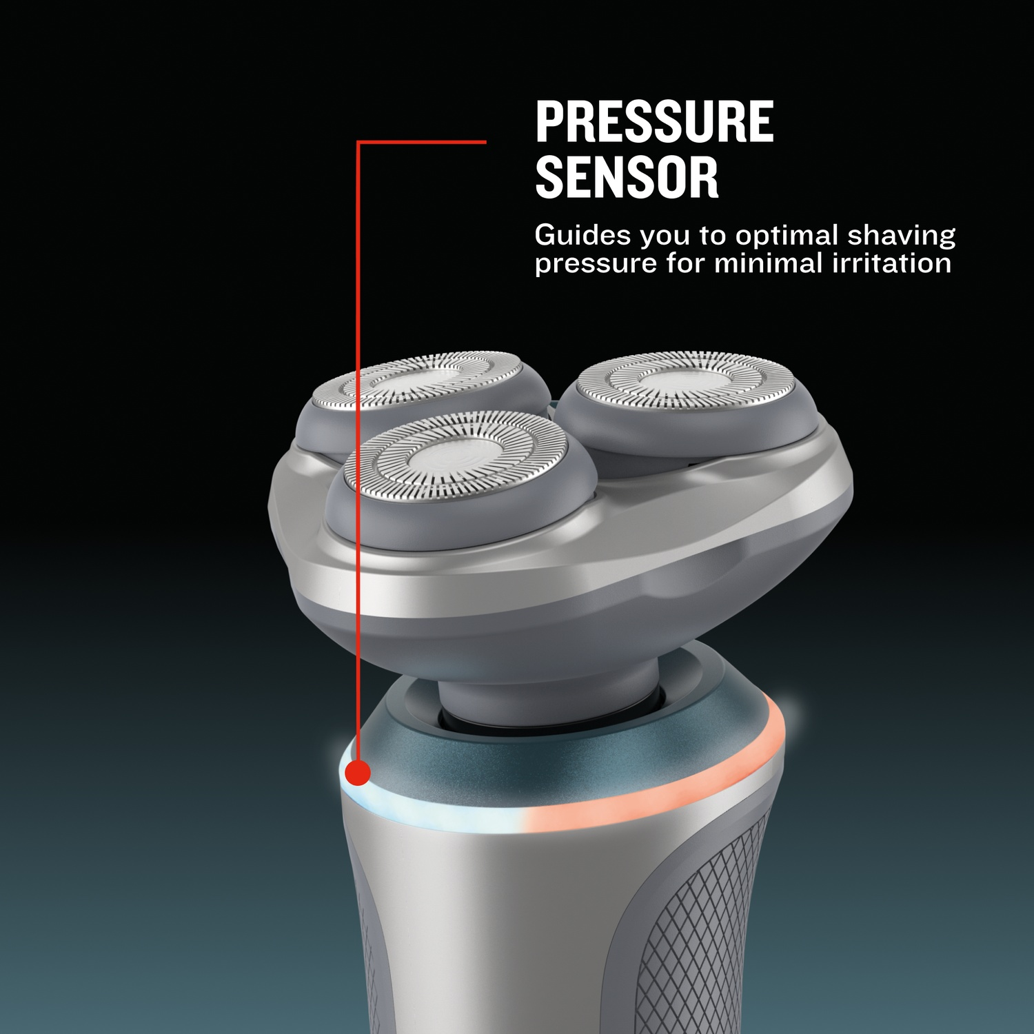 Scheerapparaat druksensor voor optimale scheerdruk.