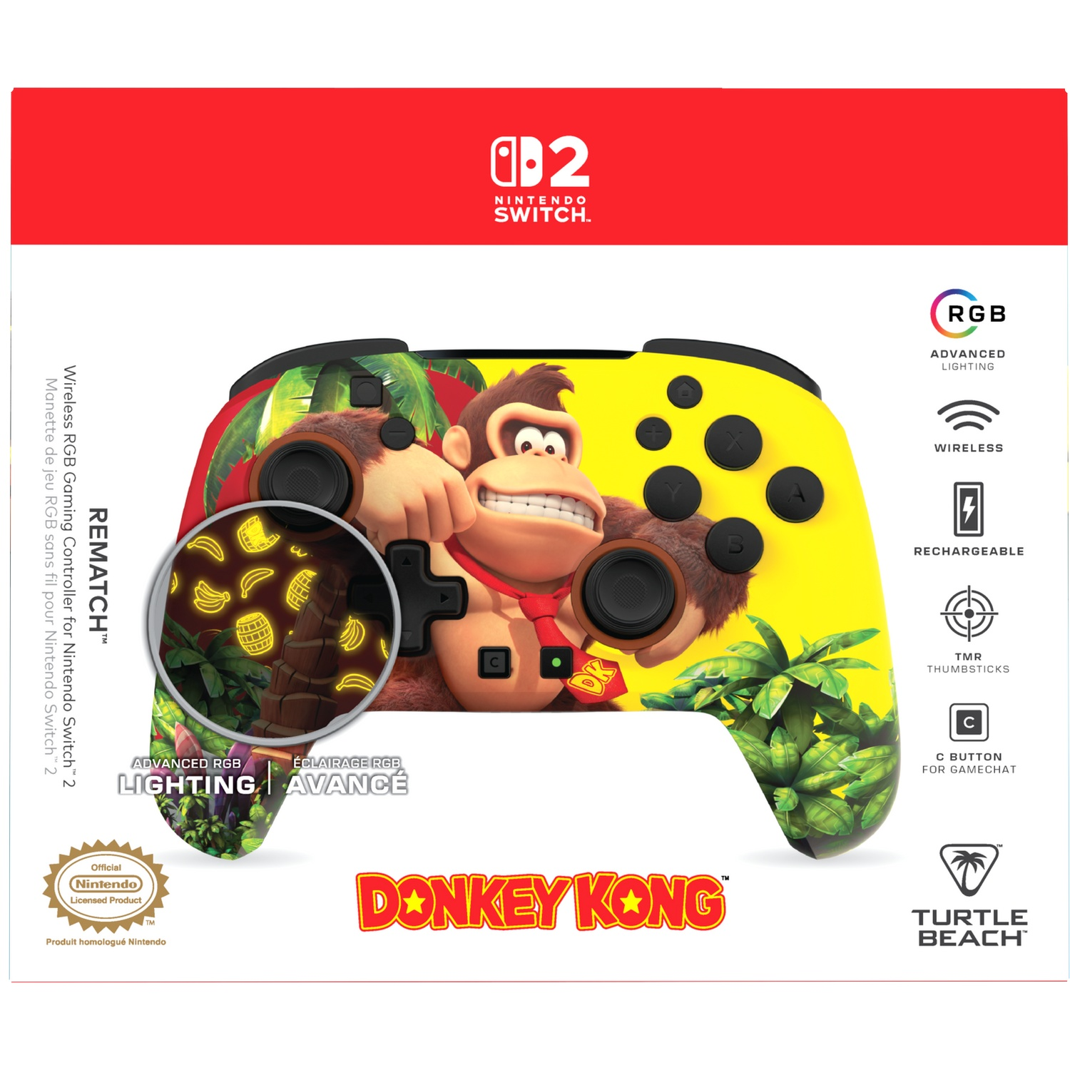 TURTLE BEACH Rematch Wireless - Donkey Kong Jungle Controller Nintendo Switch 2, Nintendo Switch, Nintendo Switch Lite, Nintendo Switch OLED Meerkleurig