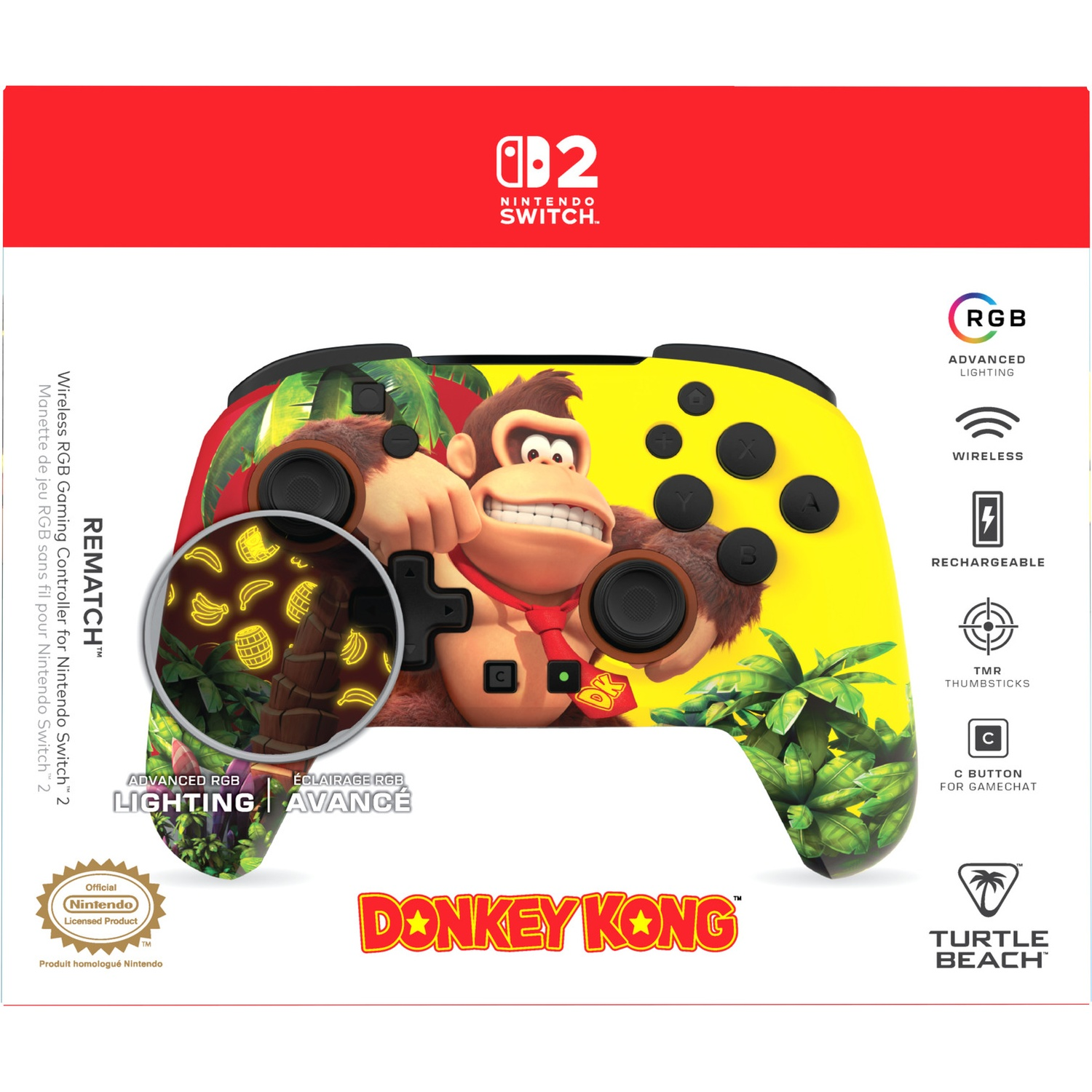 TURTLE BEACH Rematch Wireless - Donkey Kong Jungle Controller Nintendo Switch 2, Nintendo Switch, Nintendo Switch Lite, Nintendo Switch OLED Meerkleurig