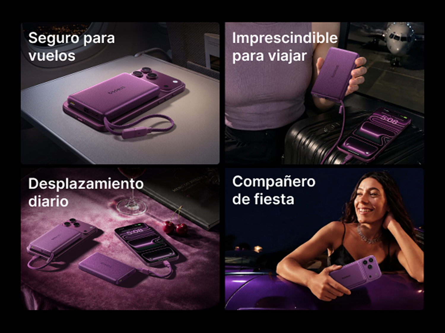 Powerbank - Baseus PicoGo AM52, 10000 mAh, 45 W, Qi2.2 de 25W, USB-C, Carga inalámbrica, Carga rápida, Multidispositivo, Certificado CCC, Dark Cherry