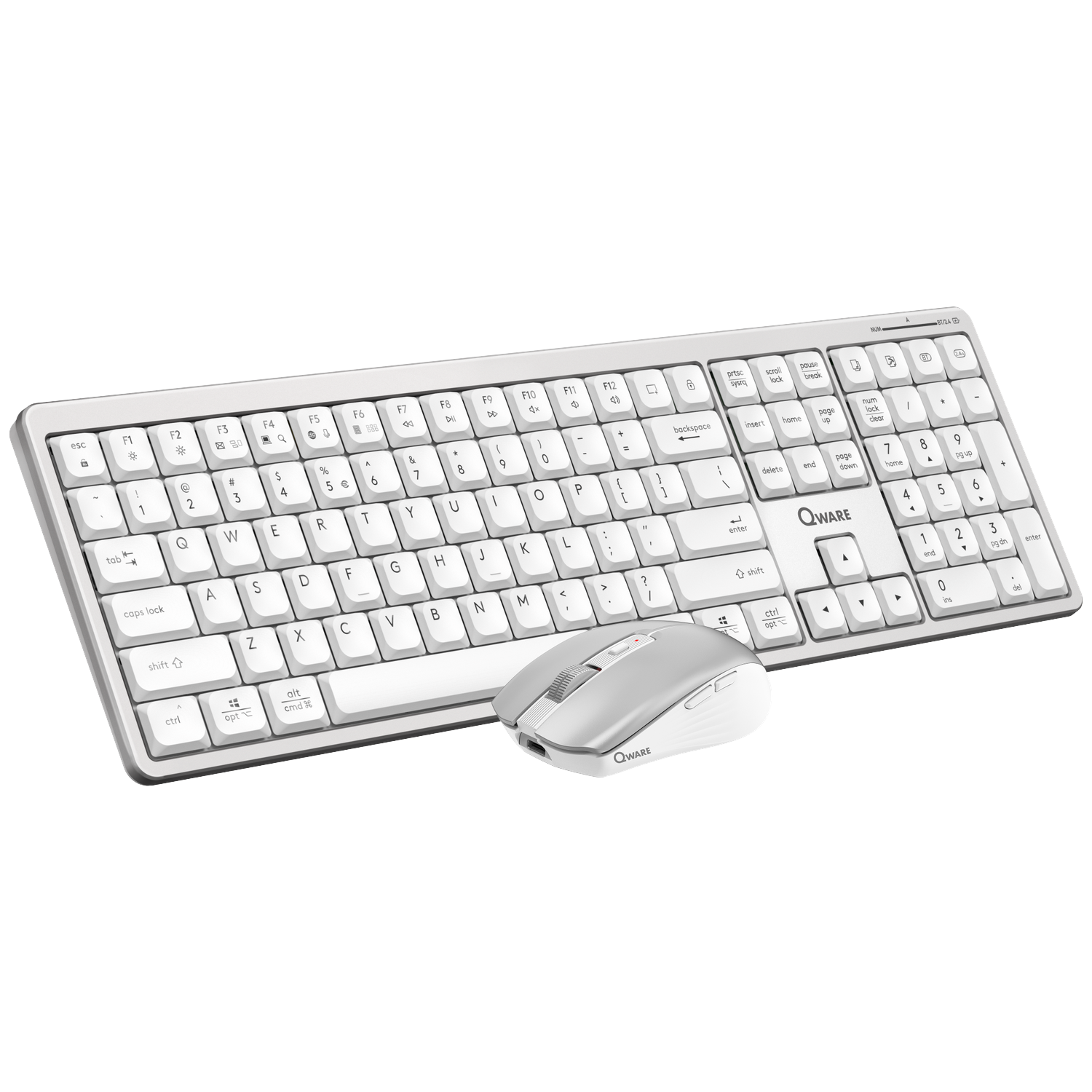 Qware Combo Stockton Sv Draadloos Toetsenbord En Muis Qwerty Wit Zilver