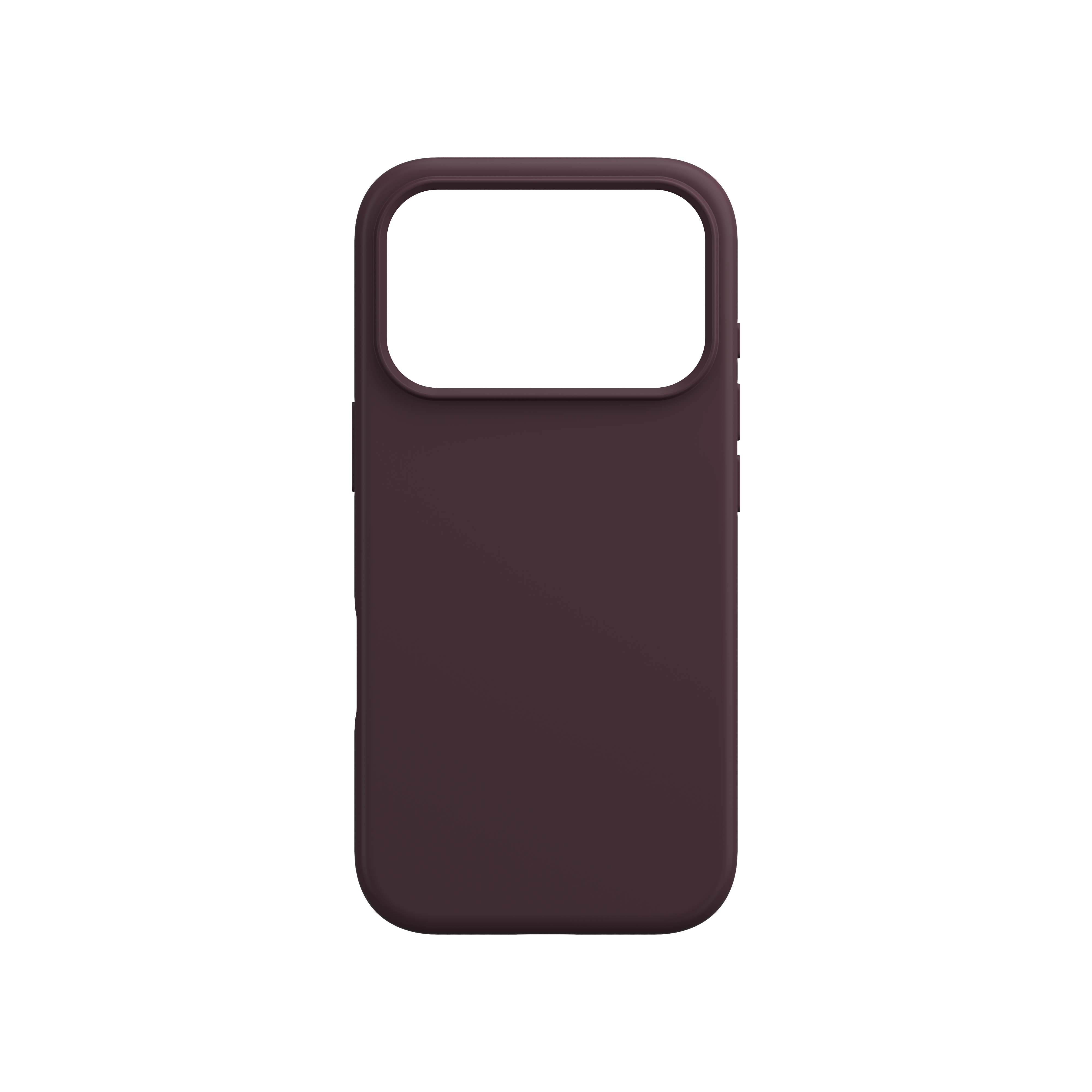 Eine dunkelviolette Smartphone-Hülle mit offenem oberen Bereich und Aussparungen an den Seiten auf weißem Hintergrund.