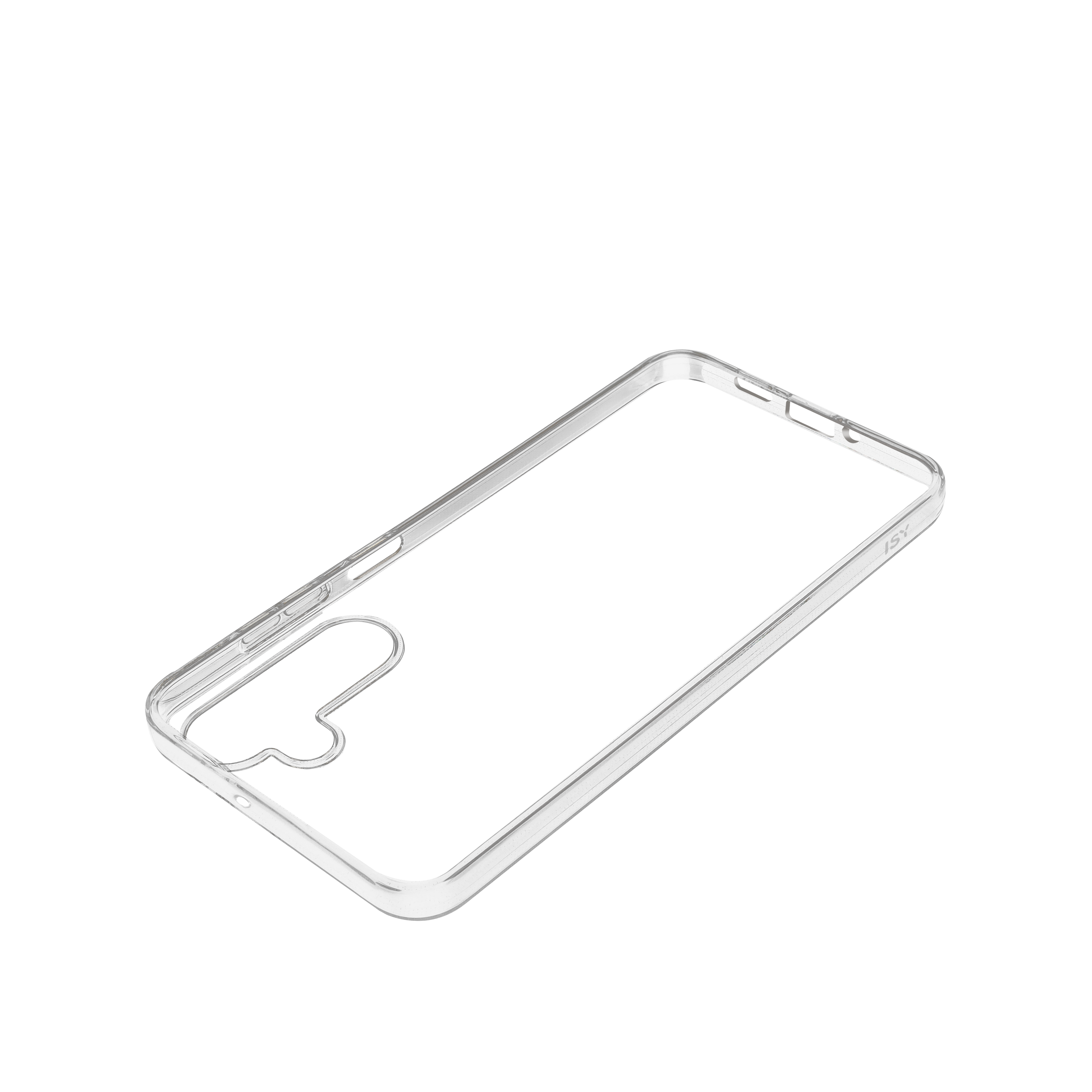 Eine minimale weiße Umrisslinie eines Smartphones vor einem einfarbigen schwarzen Hintergrund.