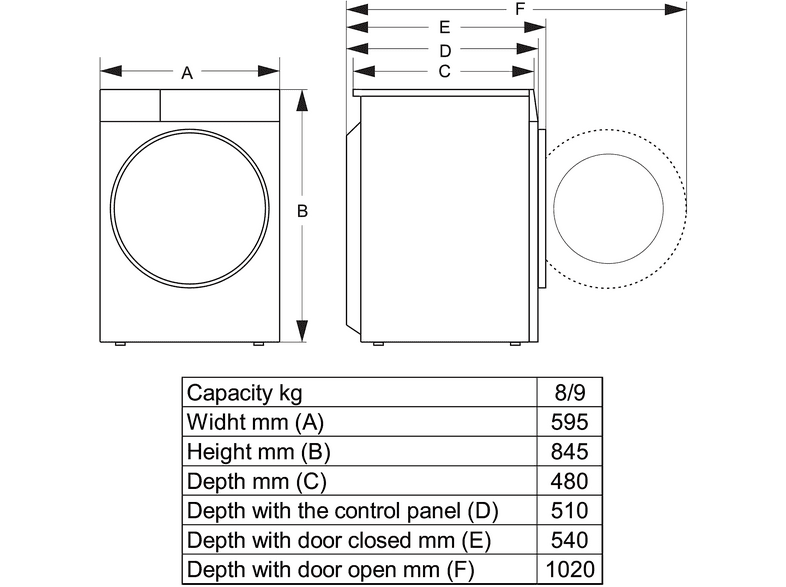Hisense WF3S9045BW1 Waschmaschine (9 kg, 1400 U/Min., A, Frontlader) — Foto 5 von 5