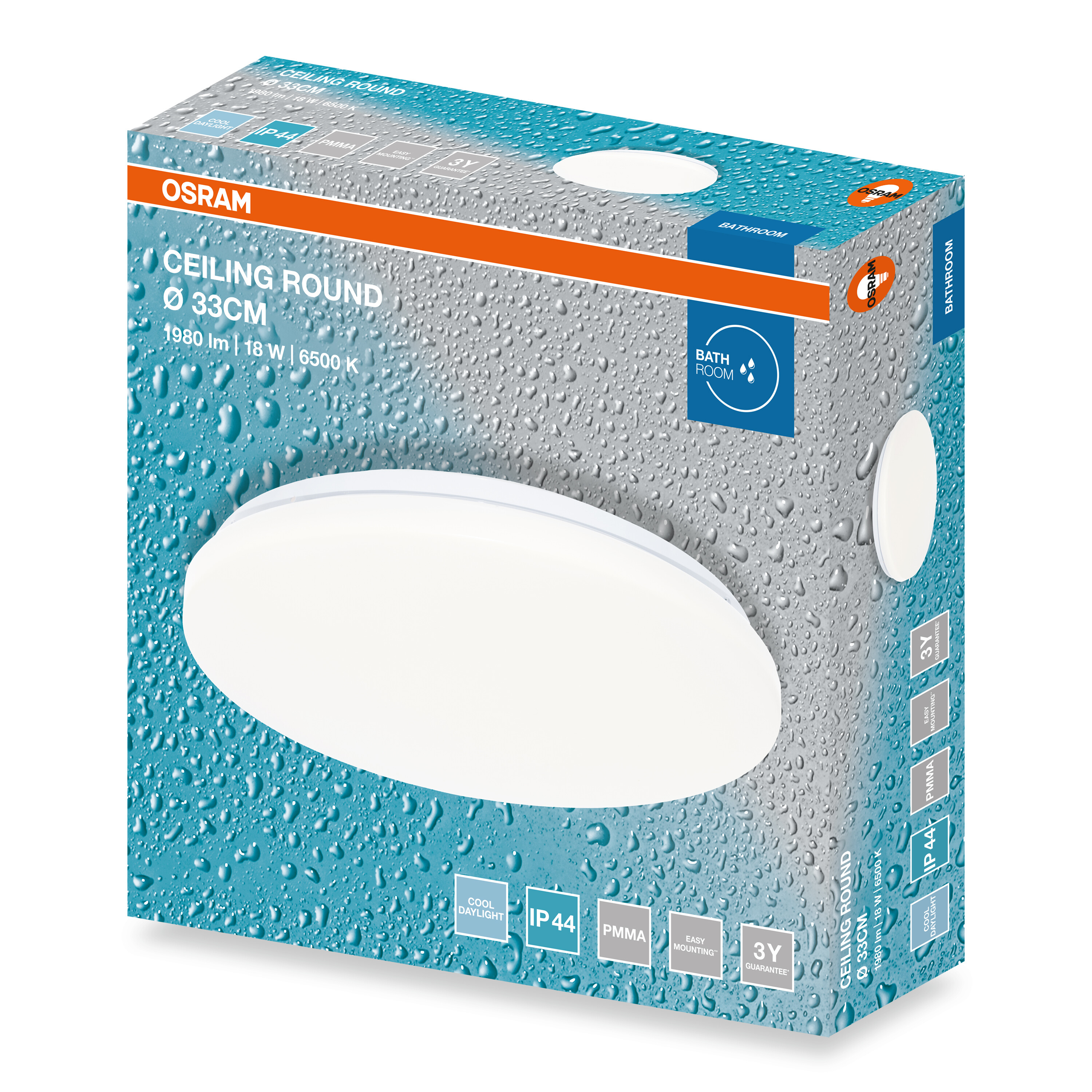 Osram mennyezeti lámpa csomagolás vízcsepp mintával.