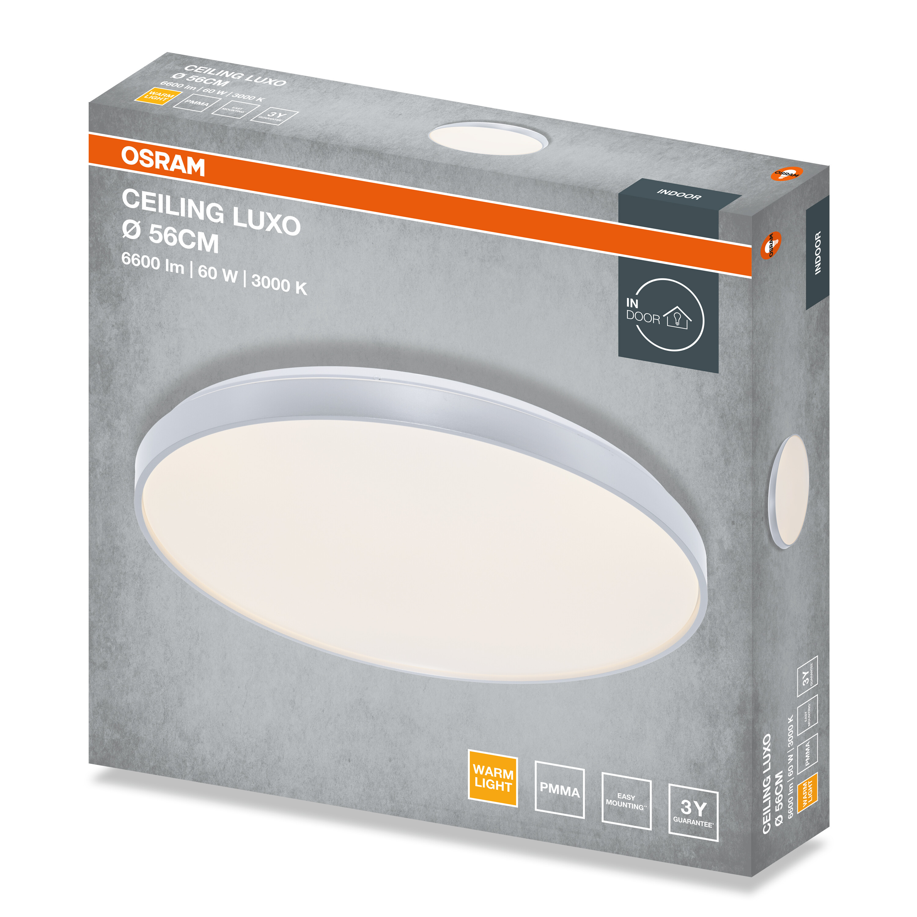 Osram Ceiling Luxo 56 cm-es csomagolás kerek fehér LED lámpával.