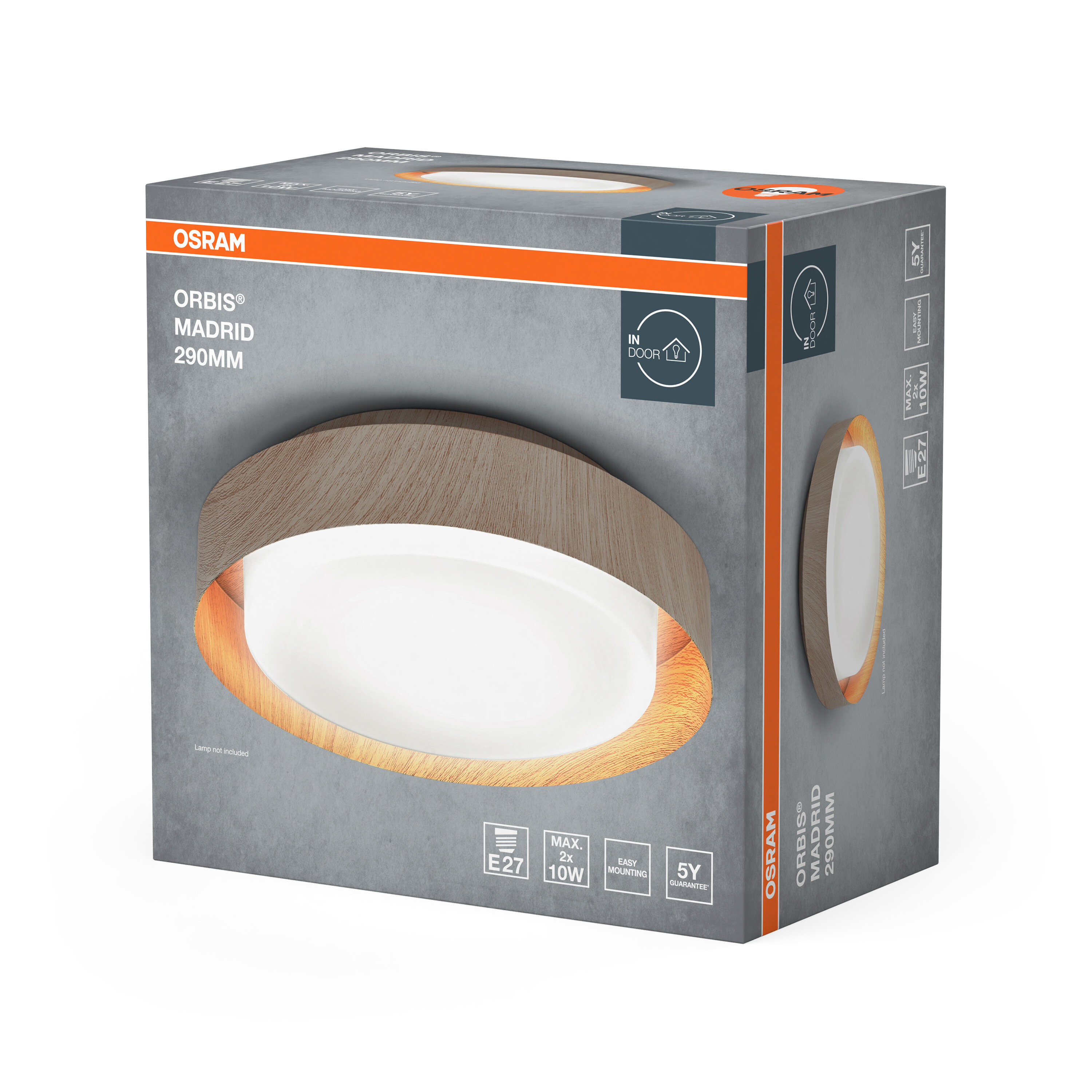 Az Osram Orbis Madrid 290MM falikar fa hatású doboza.