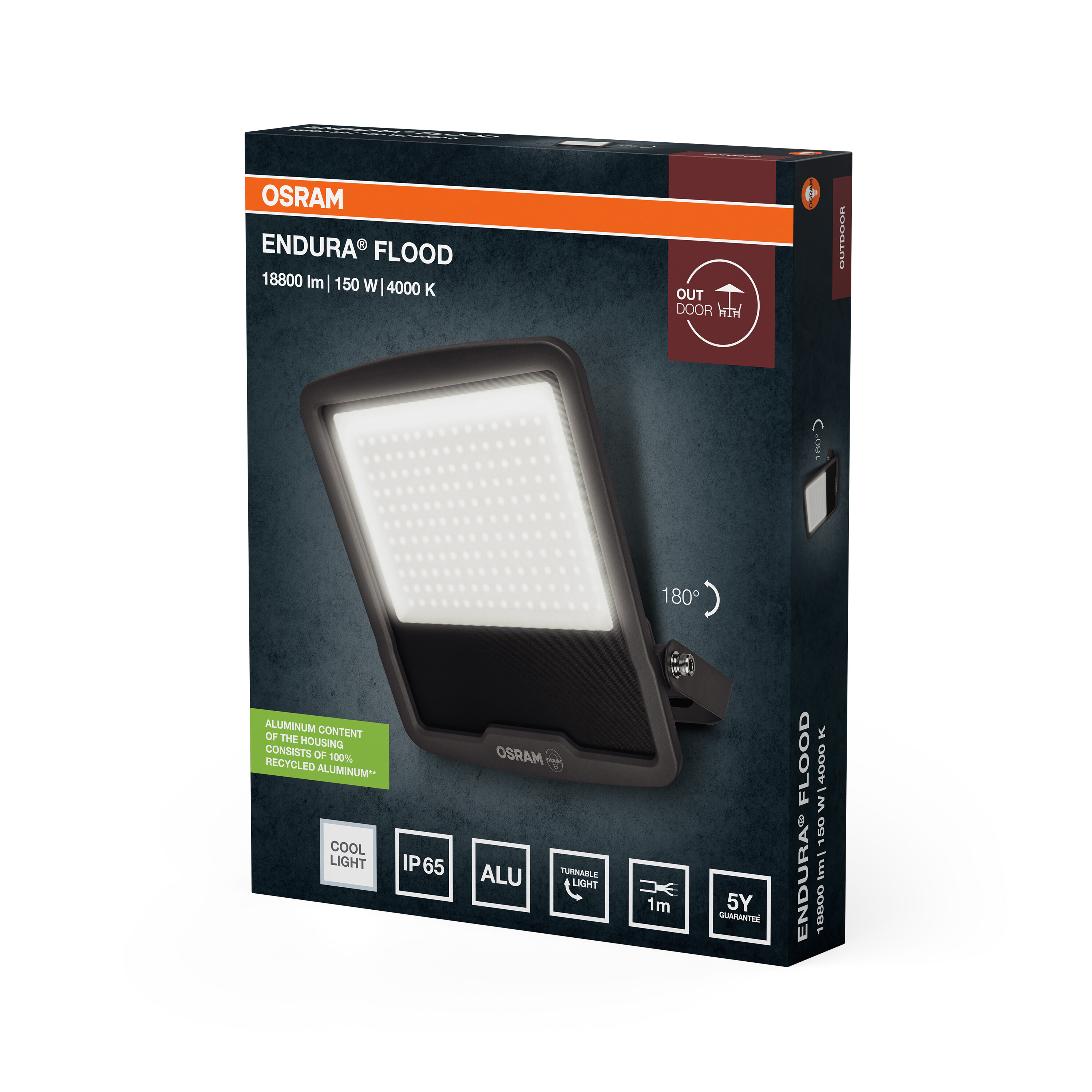 Osram Endura Flood LED reflektor termékcsomagolás adatokkal.