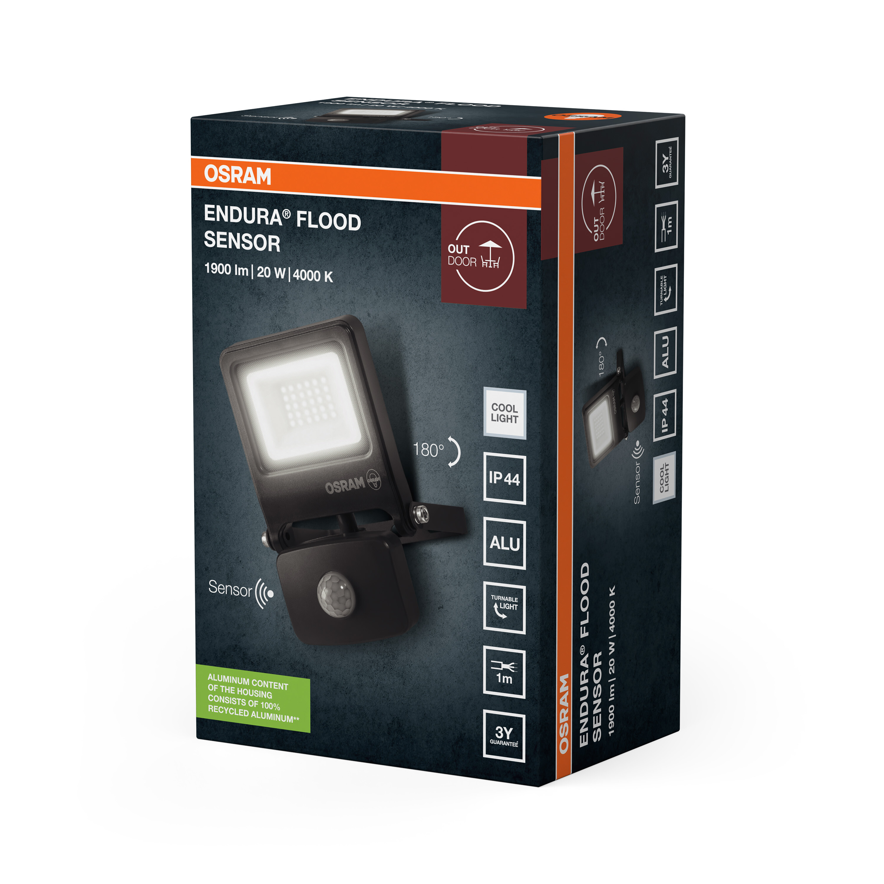 Az Osram Endura Flood Sensor termékcsomagolása mozgásérzékelős LED fényvetővel.