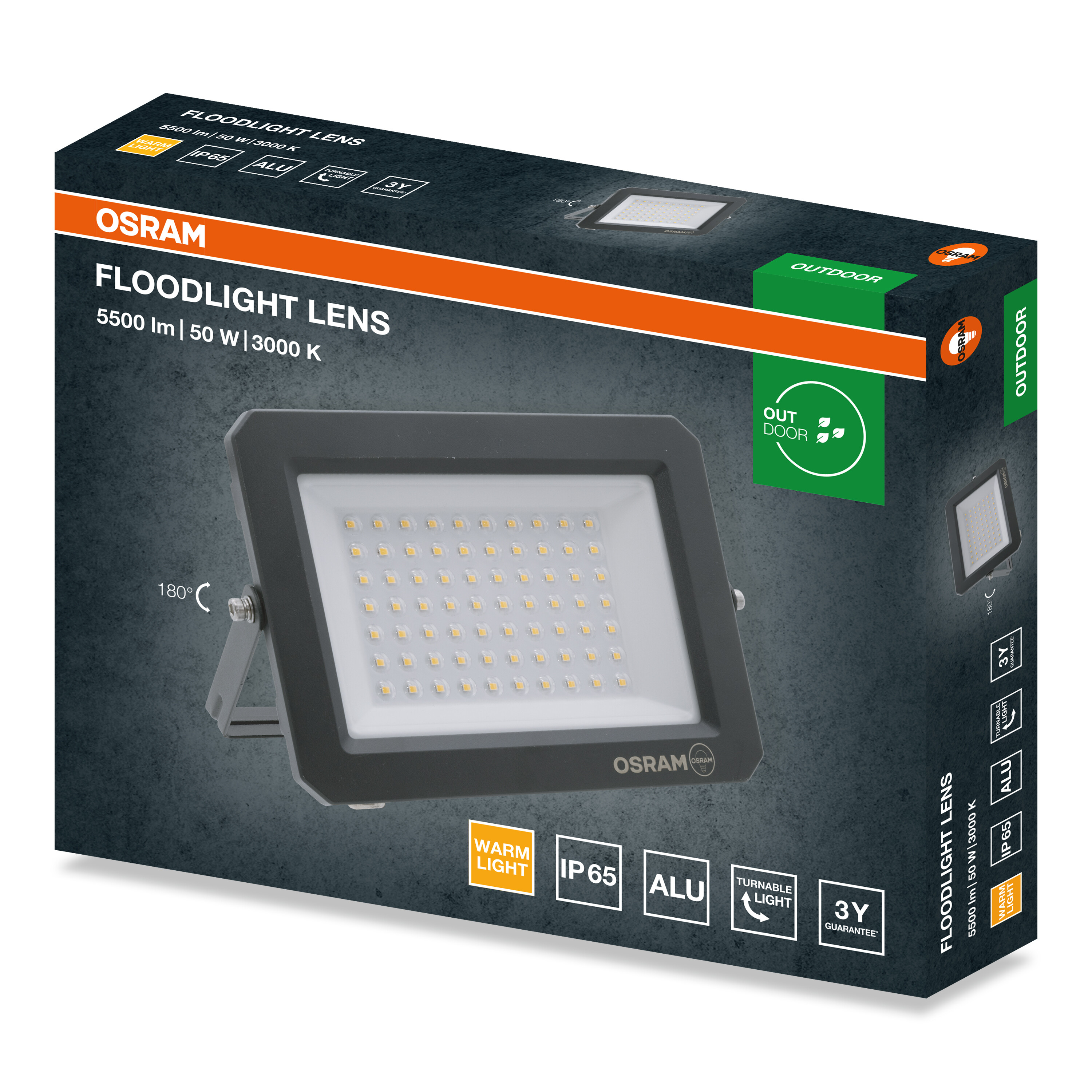 Osram LED fényvető csomagolása termékadatokkal és képpel.
