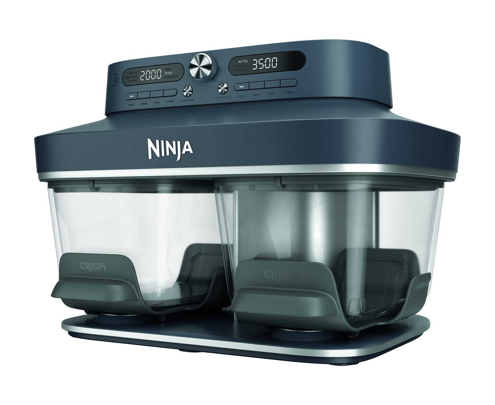 Freidora de aire - Ninja CRISPi DualZone, 2 recipientes de 3.8 l, 2860 W, 240 °C, Azul oscuro metalizado