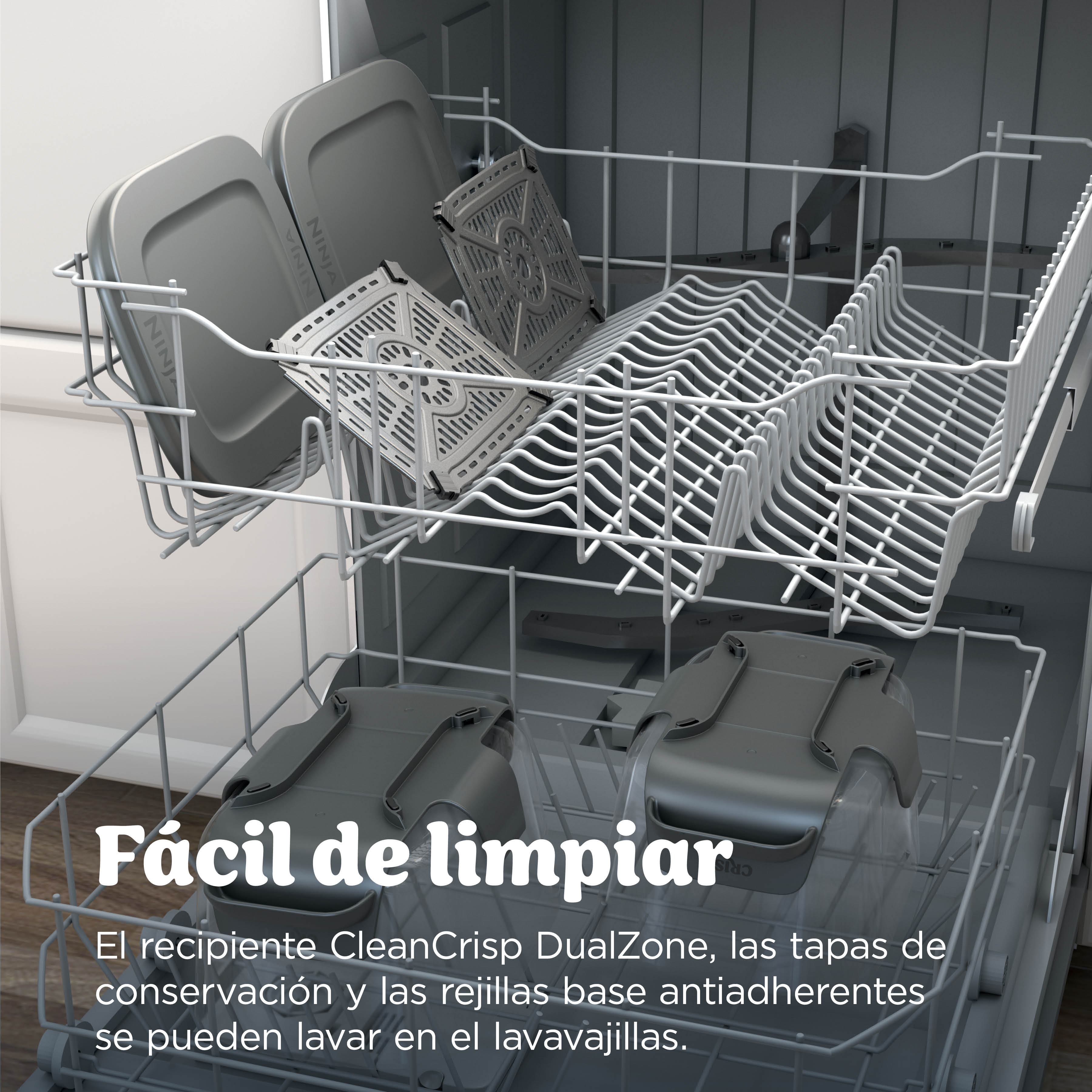 Freidora de aire - Ninja CRISPi DualZone, 2 recipientes de 3.8 l, 2860 W, 240 °C, Azul oscuro metalizado