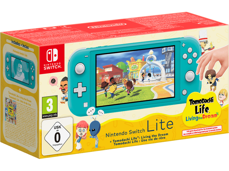 Consola - Nintendo Switch Lite, + Tomodachi Life: Una vida de ensueño 30 días para Online, 32GB, Controles integrados, Azul Turquesa