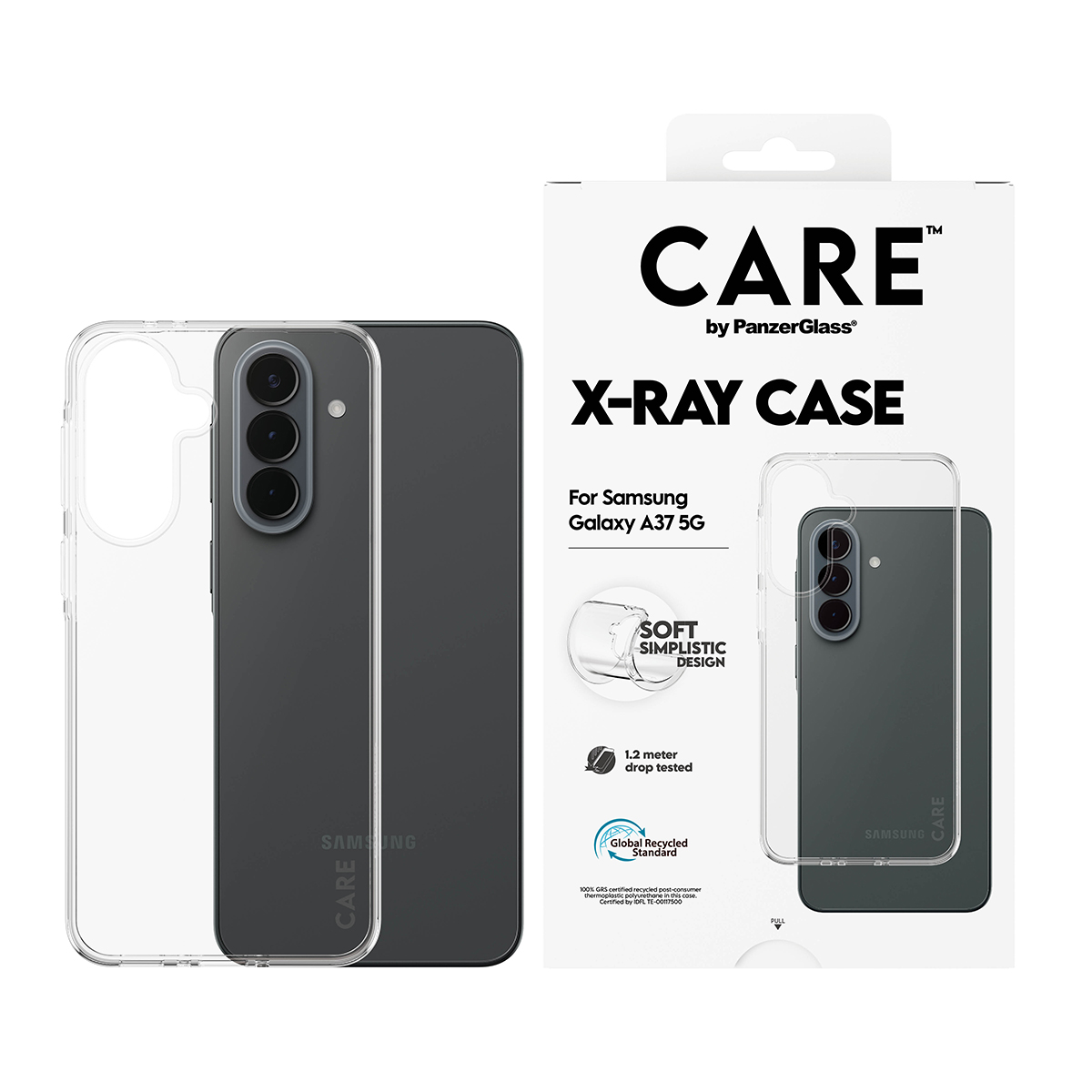 CARE X-Ray Hülle für Samsung Galaxy A37 5G mit Verpackung.