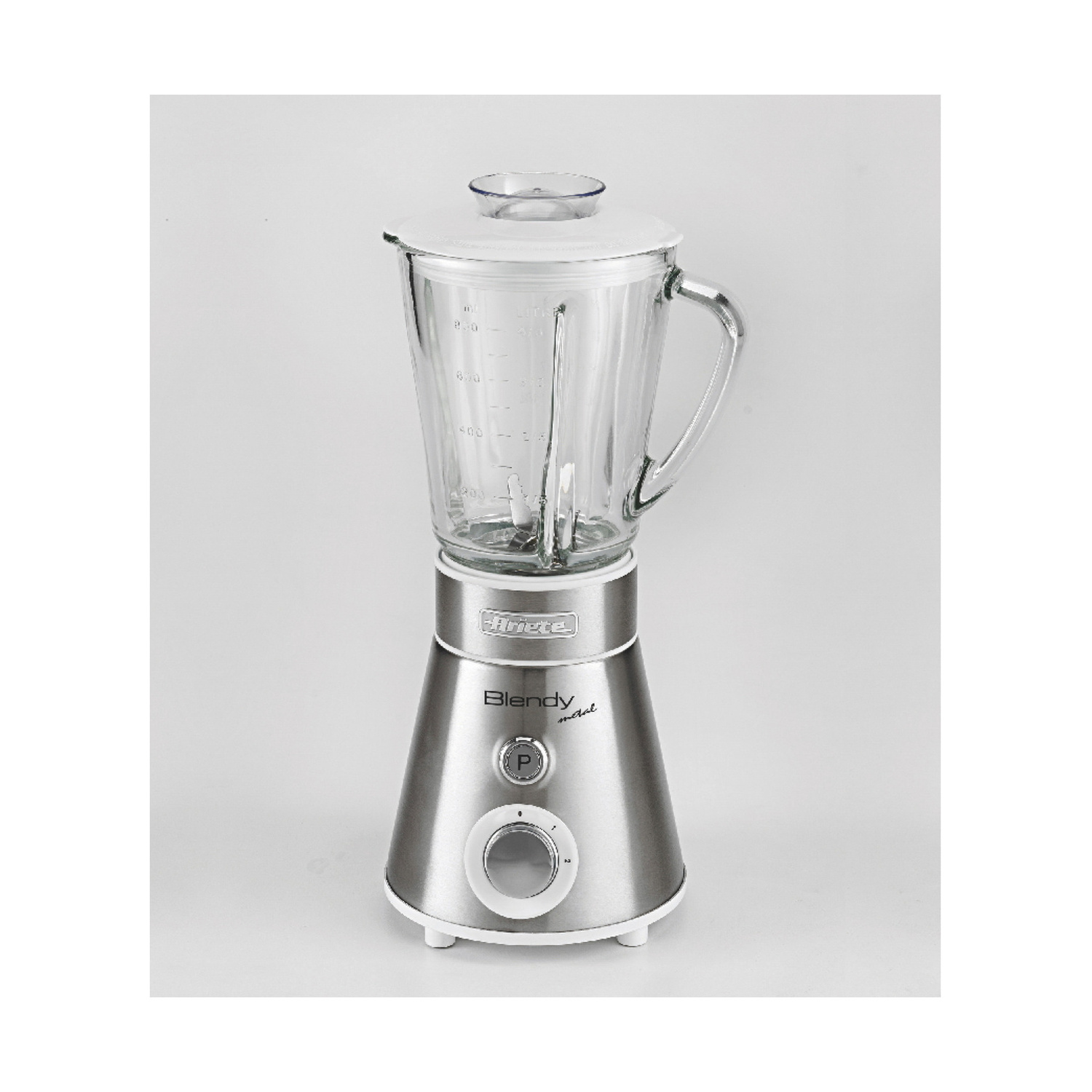 FRULLATORE ARIETE BLENDY METAL, Potenza 300 W, Caraffa da 0.8 l, 2 velocità, - Lame in acciaio inox
- Piedini antiscivolo, metal