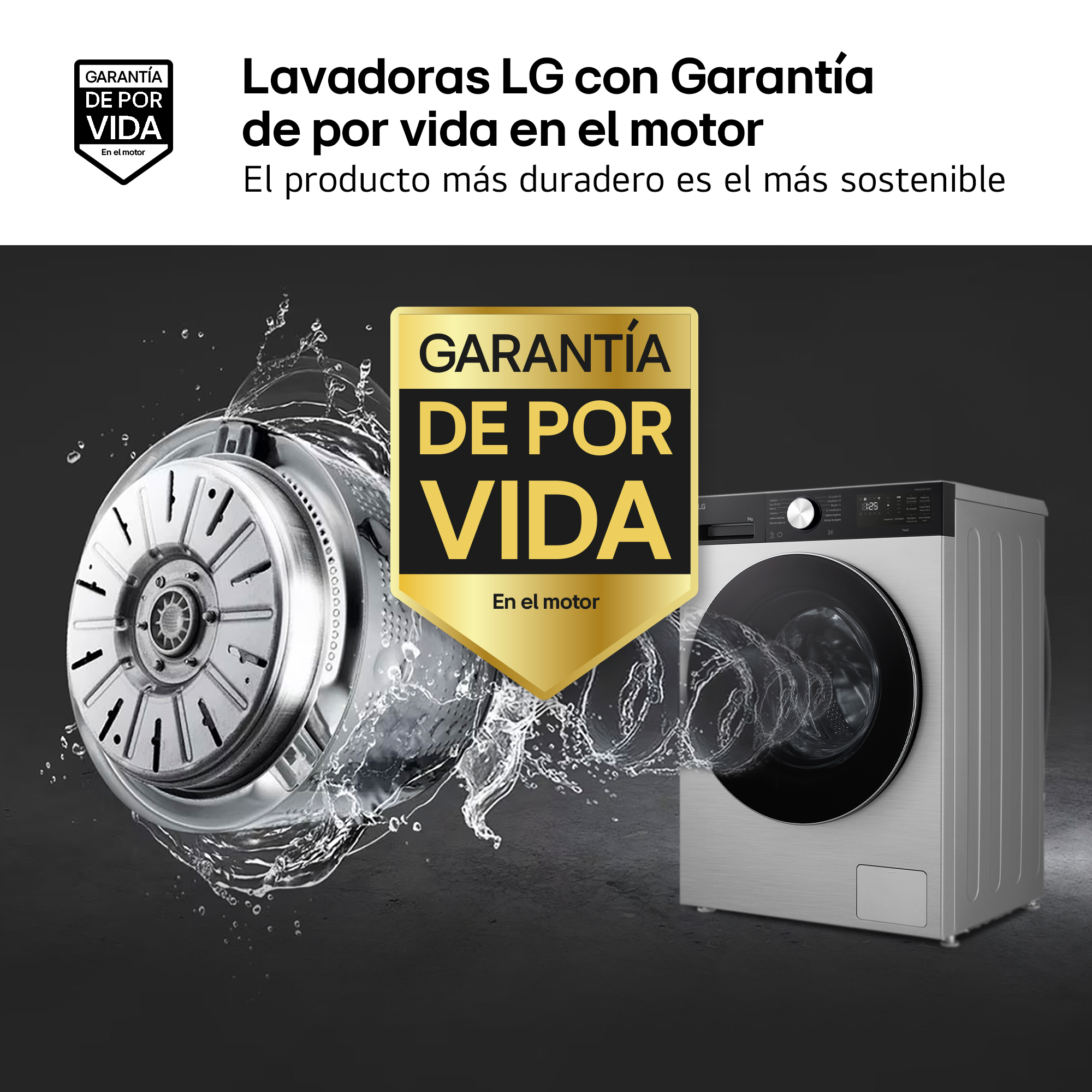 Lavadora carga frontal - LG F2X50S8TSC, 8 kg, 1200 rpm, 12 programas, Fondo reducido, Inox