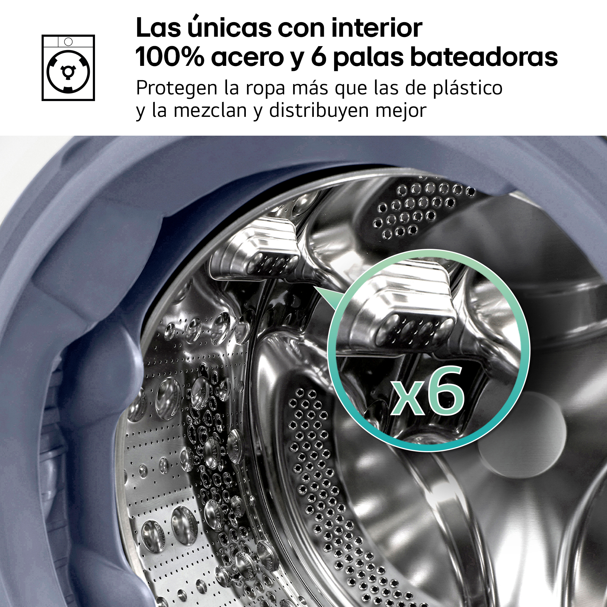 Lavadora carga frontal - LG F2X50S8TSC, 8 kg, 1200 rpm, 12 programas, Fondo reducido, Inox