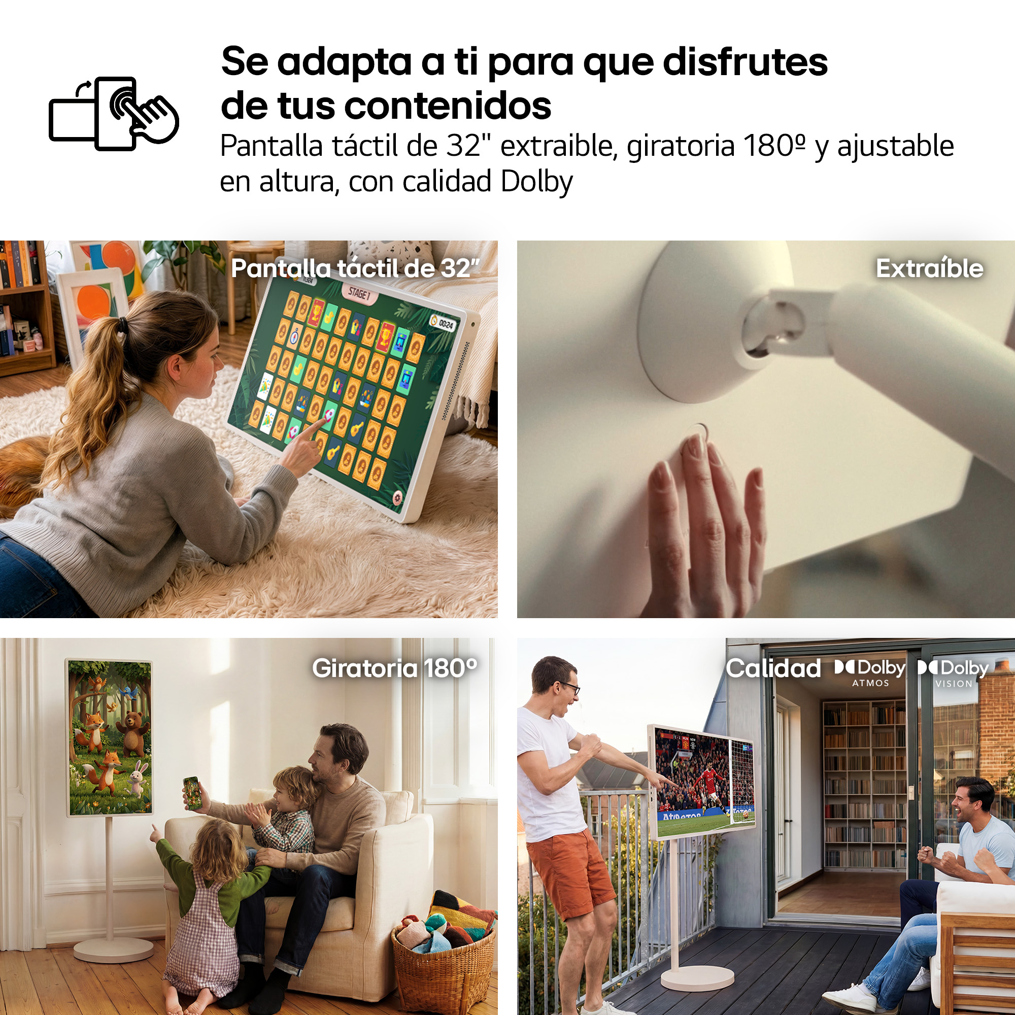TV LED 32" - LG StanbyMe 2 32LX6BPGA, UHD 4K, Procesador Inteligente α8 AI Processor 4K Gen3, Smart TV, Blanco Roto