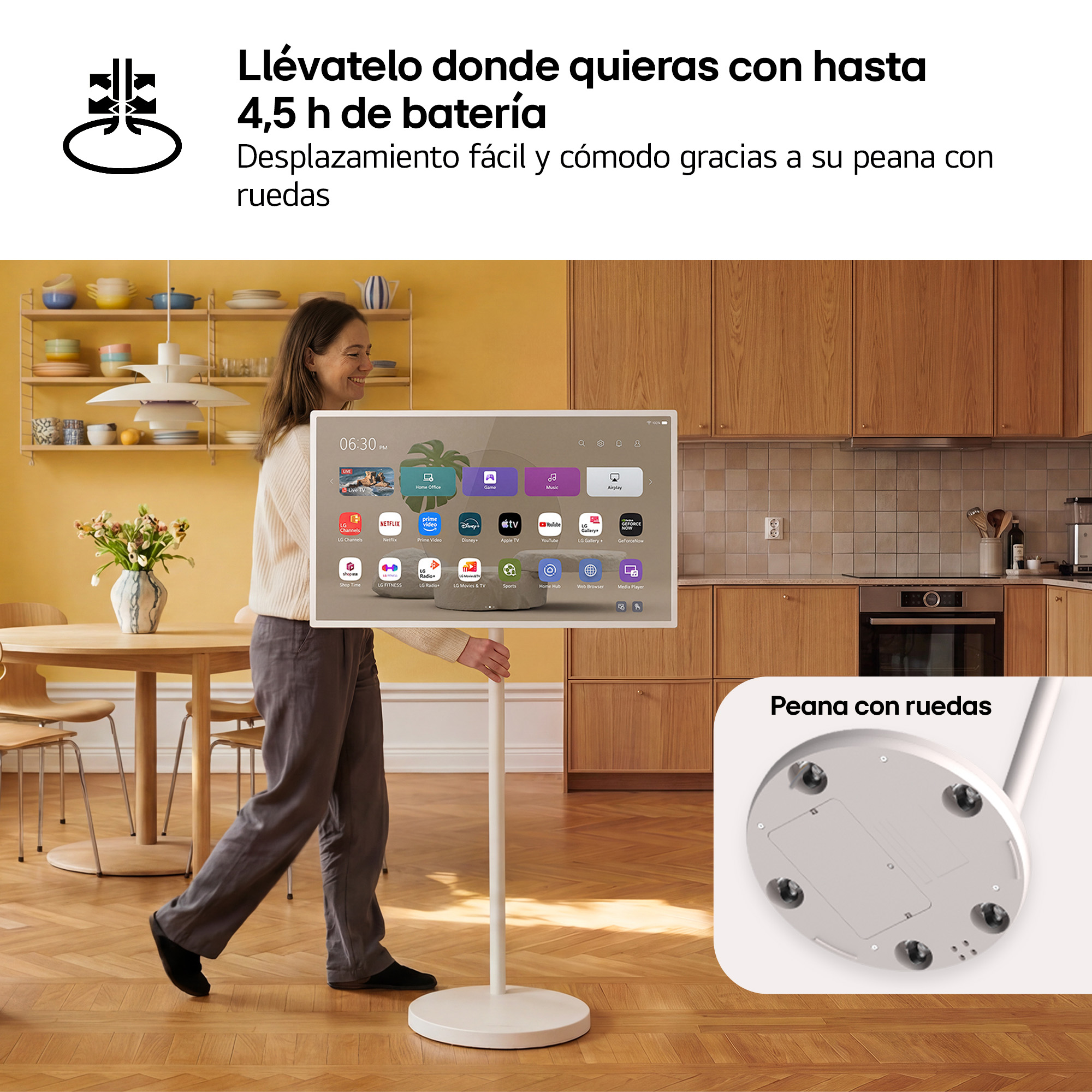 TV LED 32" - LG StanbyMe 2 32LX6BPGA, UHD 4K, Procesador Inteligente α8 AI Processor 4K Gen3, Smart TV, Blanco Roto