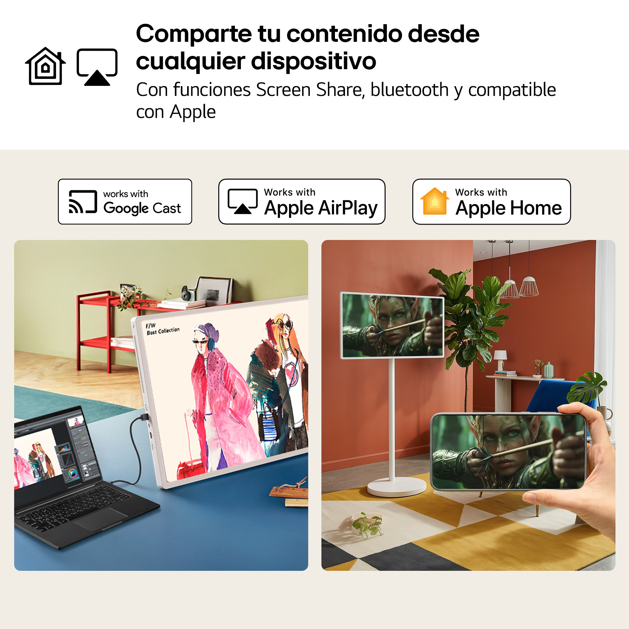 TV LED 32" - LG StanbyMe 2 32LX6BPGA, UHD 4K, Procesador Inteligente α8 AI Processor 4K Gen3, Smart TV, Blanco Roto