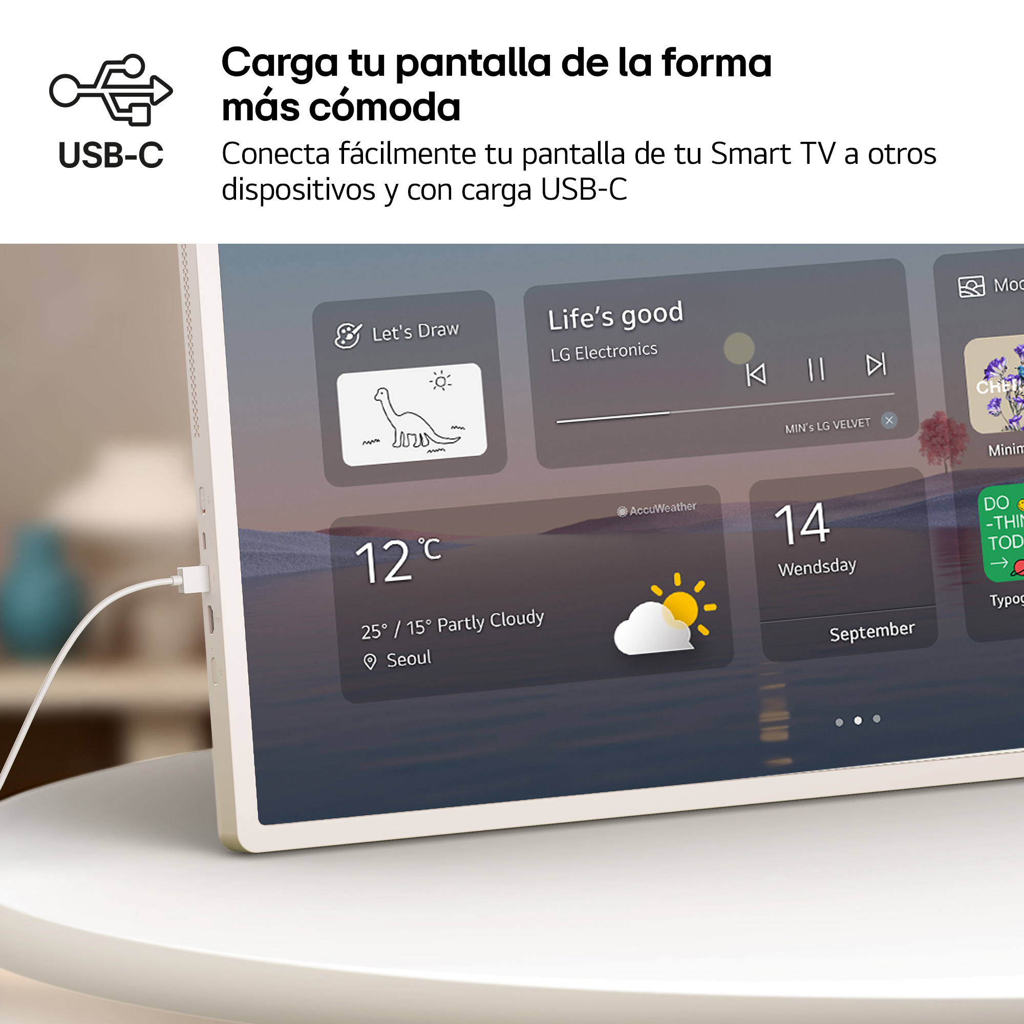 TV LED 32" - LG StanbyMe 2 32LX6BPGA, UHD 4K, Procesador Inteligente α8 AI Processor 4K Gen3, Smart TV, Blanco Roto