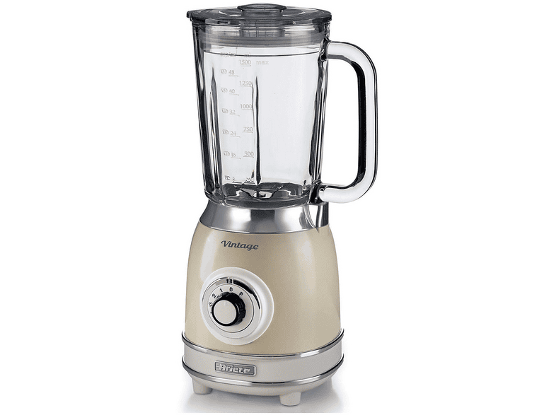 FRULLATORE ARIETE VINTAGE, Potenza 1000 W, Caraffa da 1.5 l, 4 velocità, Vetro, Lame in acciaio inox, BEIGE