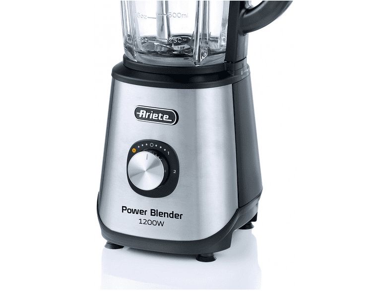 FRULLATORE ARIETE POWER BLENDER, Potenza 1200 W, Caraffa da 1.5 l, 2 velocità, Vetro, Acciao inox, NERO/METALLO