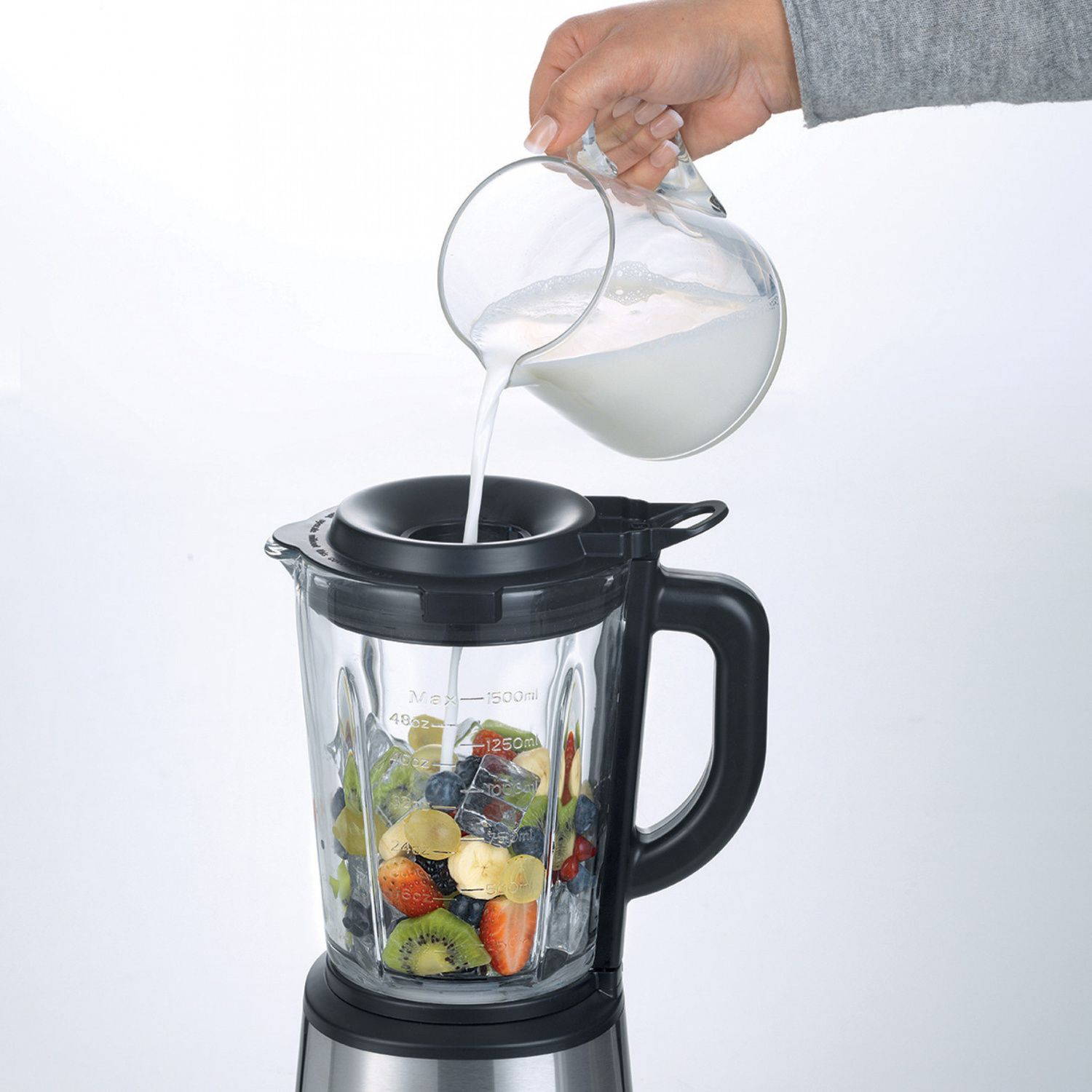FRULLATORE ARIETE POWER BLENDER, Potenza 1200 W, Caraffa da 1.5 l, 2 velocità, Vetro, Acciao inox, NERO/METALLO