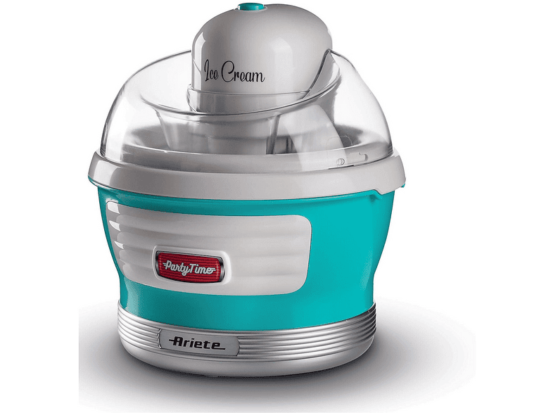 GELATIERA ARIETE ICE CREAM MAKER PARTY, Potenza massima 12 W, Recipiente da 1,5 l, 1 velocità, Coperchio trasparente, AZZURRO