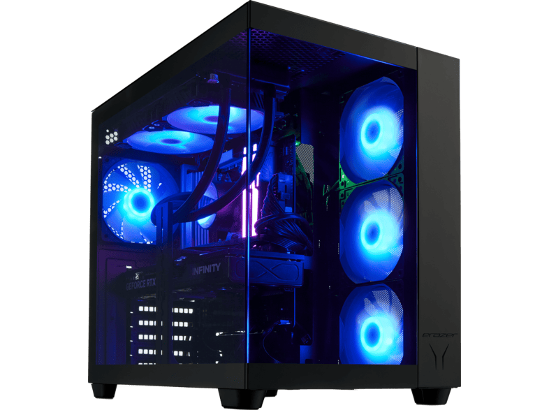 ERAZER Tank X15 (MD 340130) Gaming PC, AMD Ryzen™ 7 7800X3D Prozessor (96 MB Cache, bis zu 5 GHz), 32 GB RAM, 2000 GB SSD, GeForce RTX™ 5070 Ti, Windows 11 Home, Schwarz