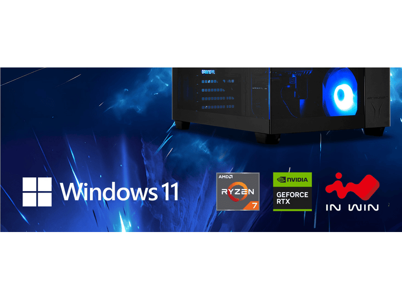 ERAZER Tank X15 (MD 340130) Gaming PC, AMD Ryzen™ 7 7800X3D Prozessor (96 MB Cache, bis zu 5 GHz), 32 GB RAM, 2000 GB SSD, GeForce RTX™ 5070 Ti, Windows 11 Home, Schwarz — Foto 4 von 5