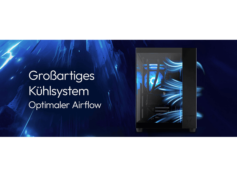 ERAZER Tank X15 (MD 340130) Gaming PC, AMD Ryzen™ 7 7800X3D Prozessor (96 MB Cache, bis zu 5 GHz), 32 GB RAM, 2000 GB SSD, GeForce RTX™ 5070 Ti, Windows 11 Home, Schwarz — Foto 5 von 5